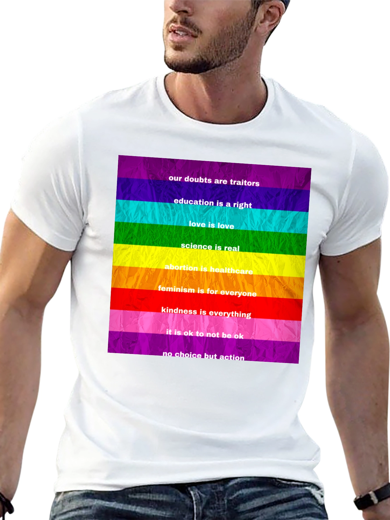 Rainbow Pride Slogan T-Shirt