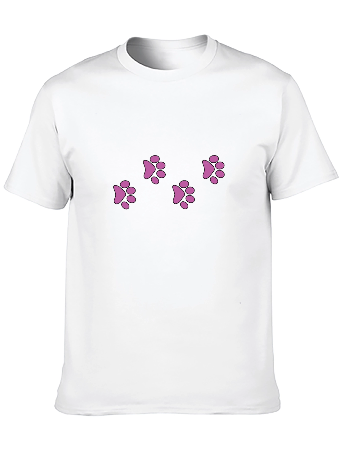 Mens Black T-Shirt with Pink Paw Prints