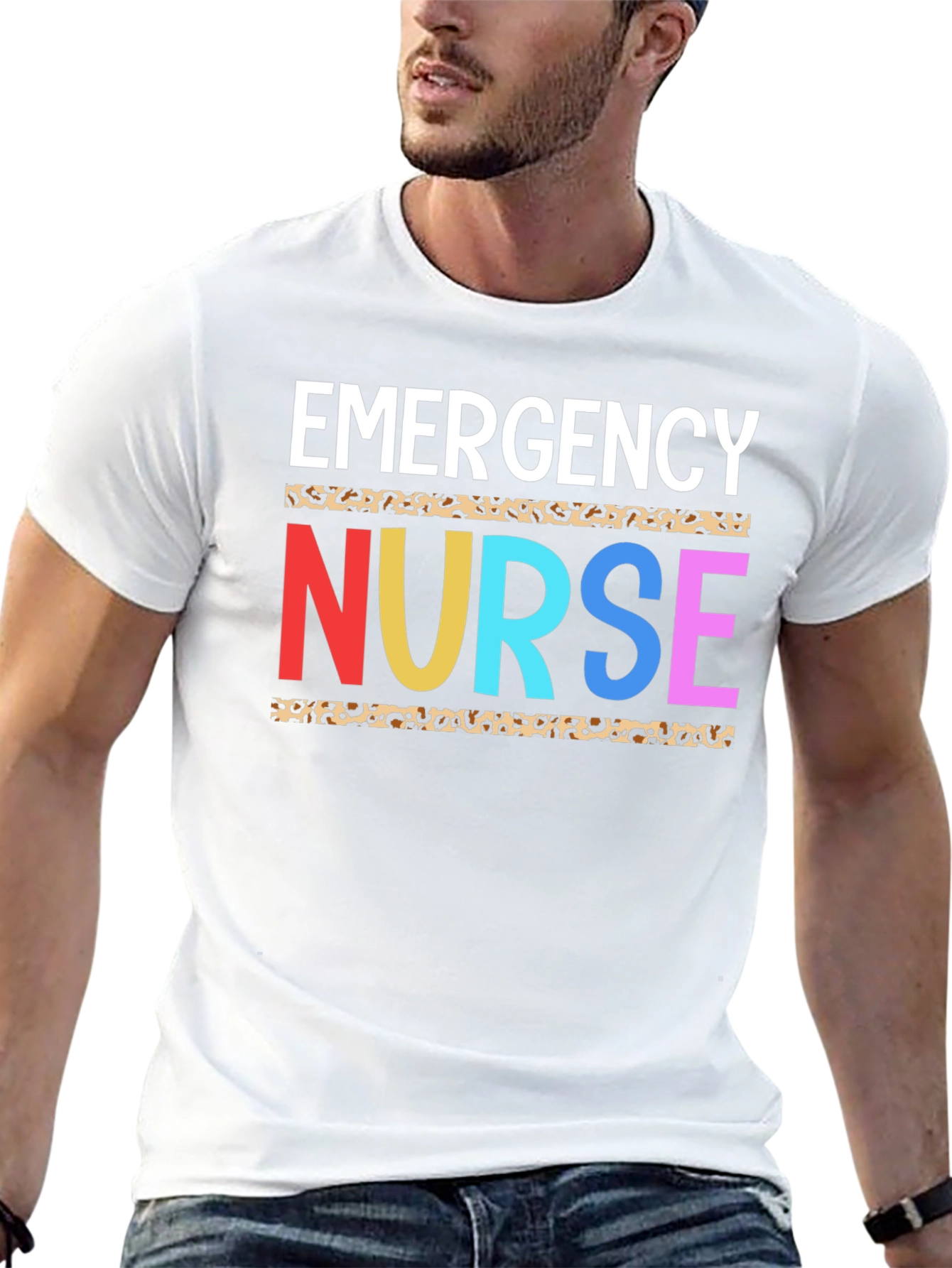 Emergency Nurse Leopard Print Graphic T-Shirt