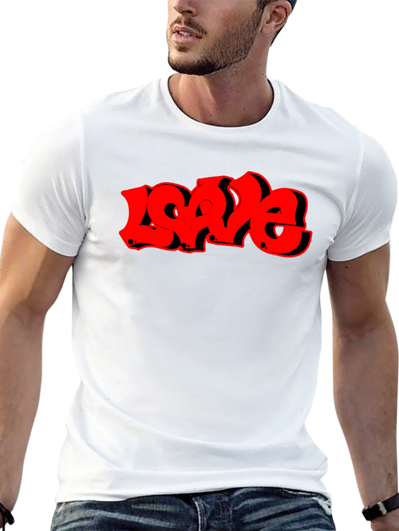 Love Graffiti Style Graphic T-Shirt - Black
