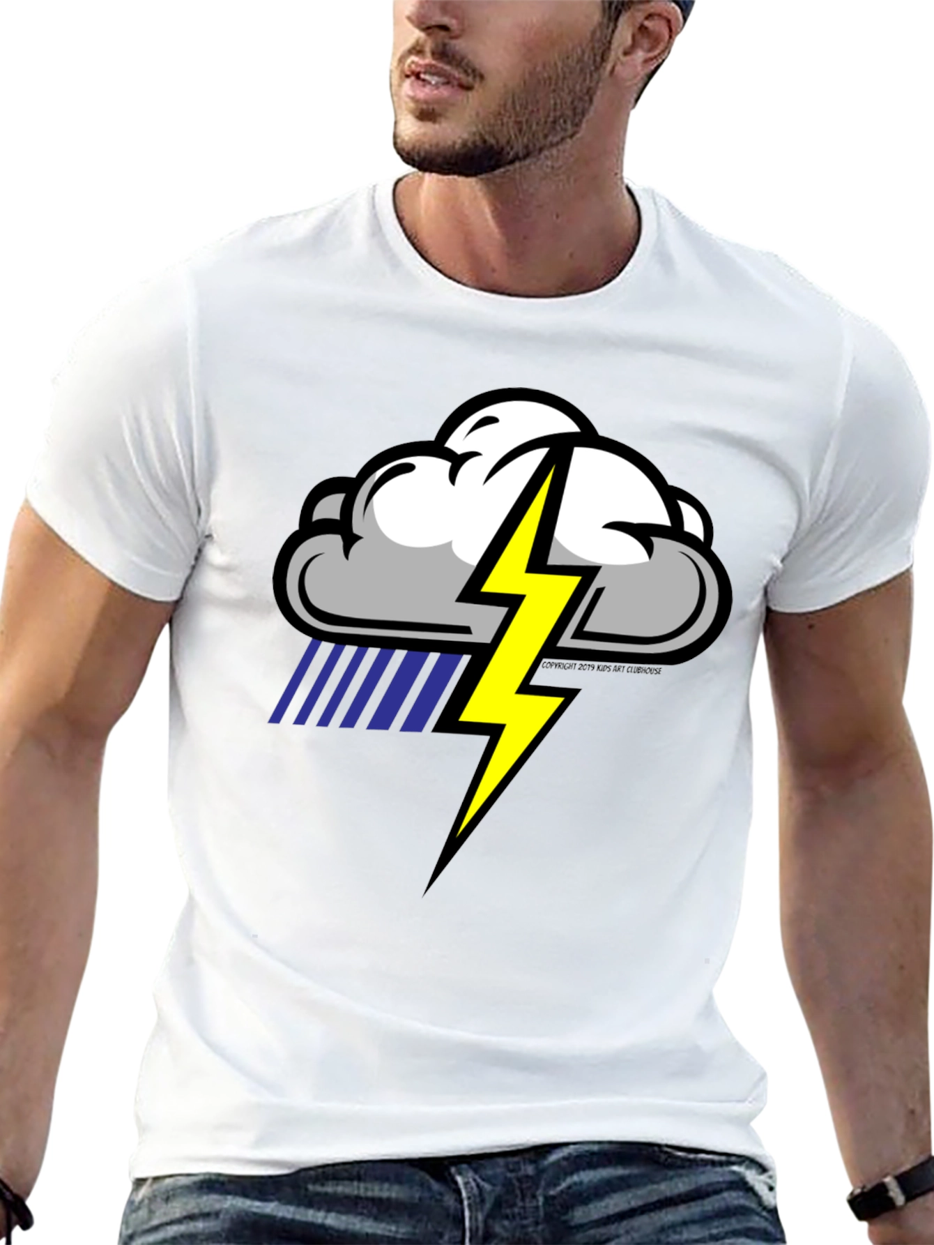 Storm Cloud Lightning Graphic Black T-Shirt