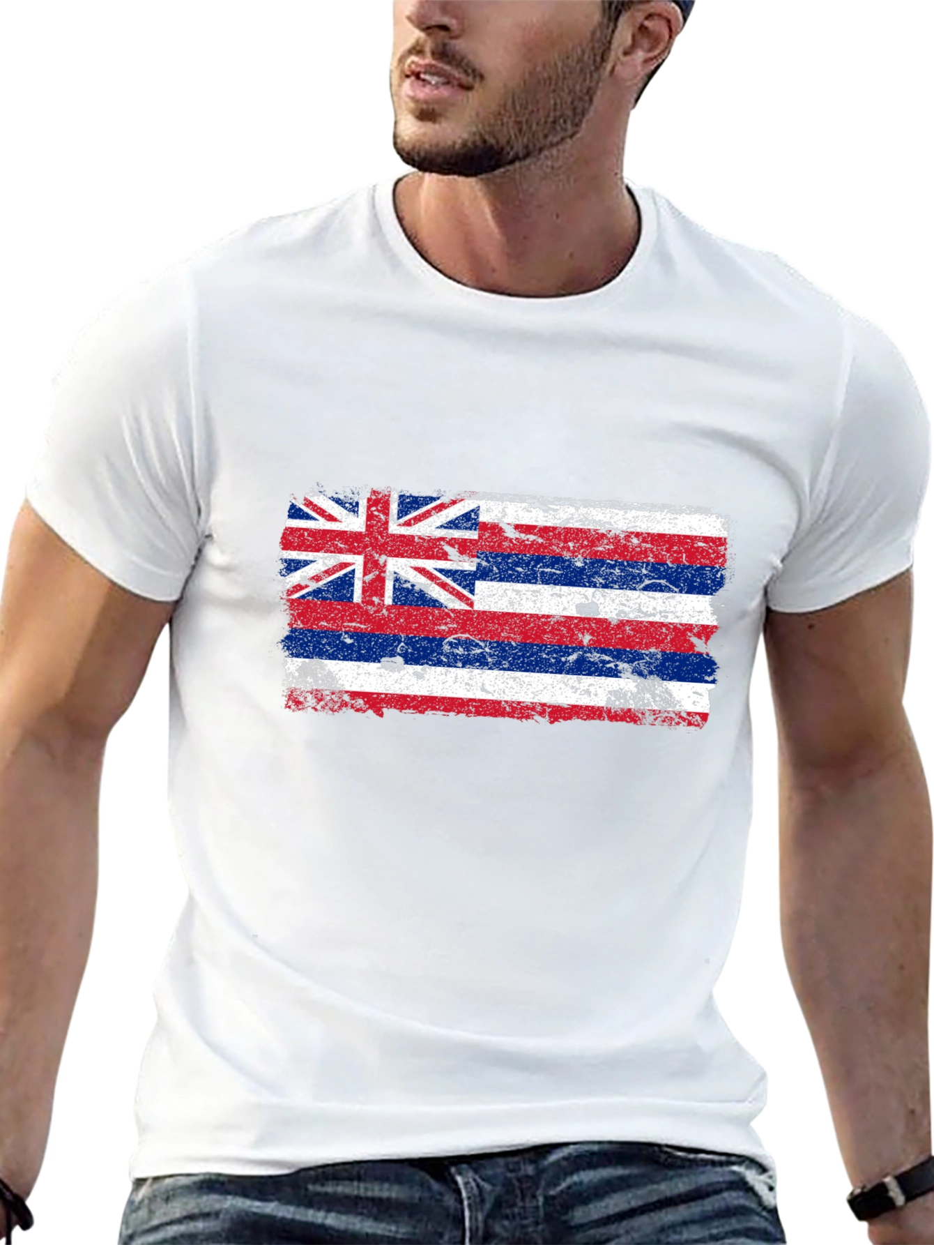 Hawaii Flag Distressed Graphic T-Shirt