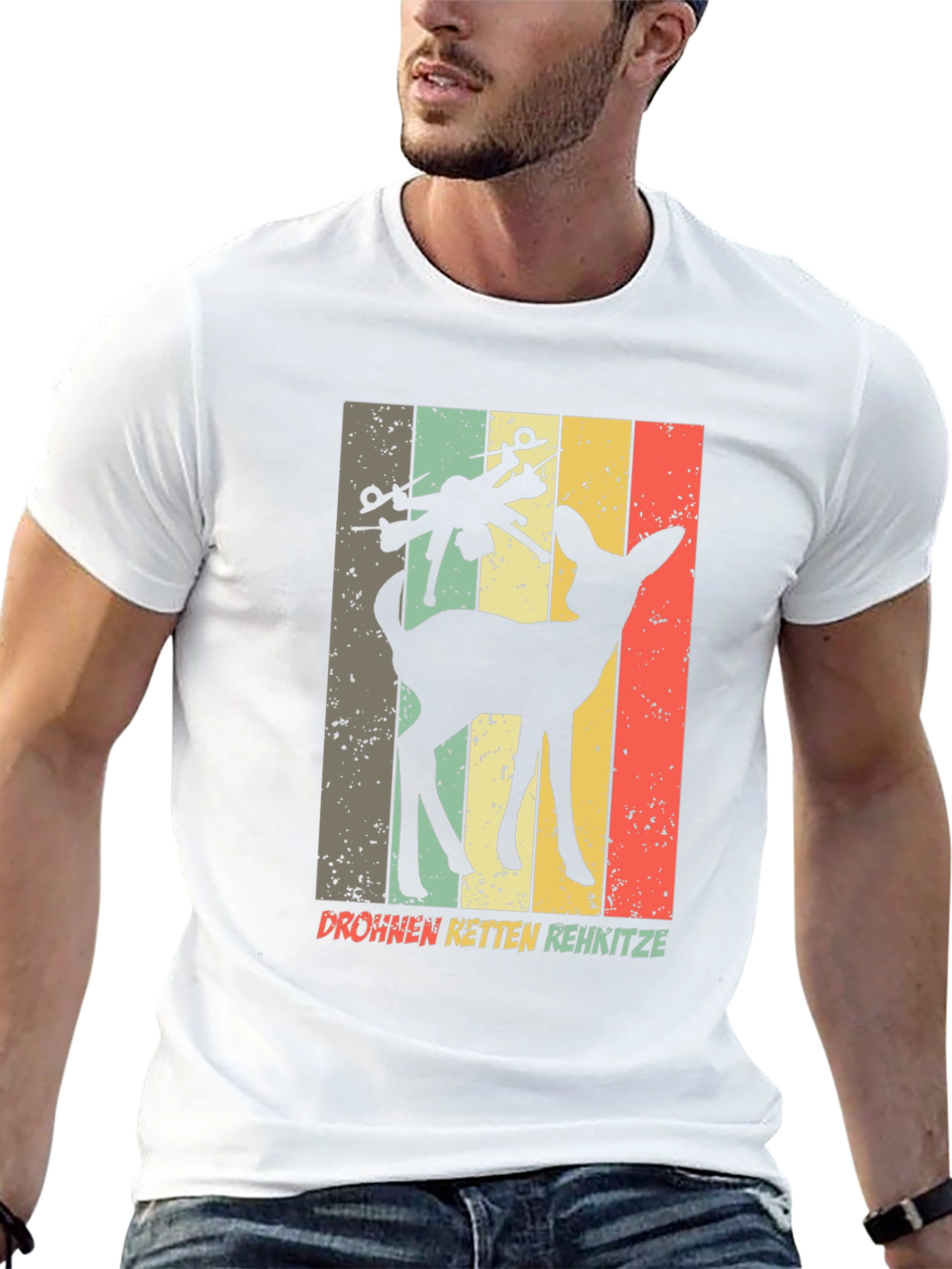 Drone Saves Deer Retro Style T-Shirt