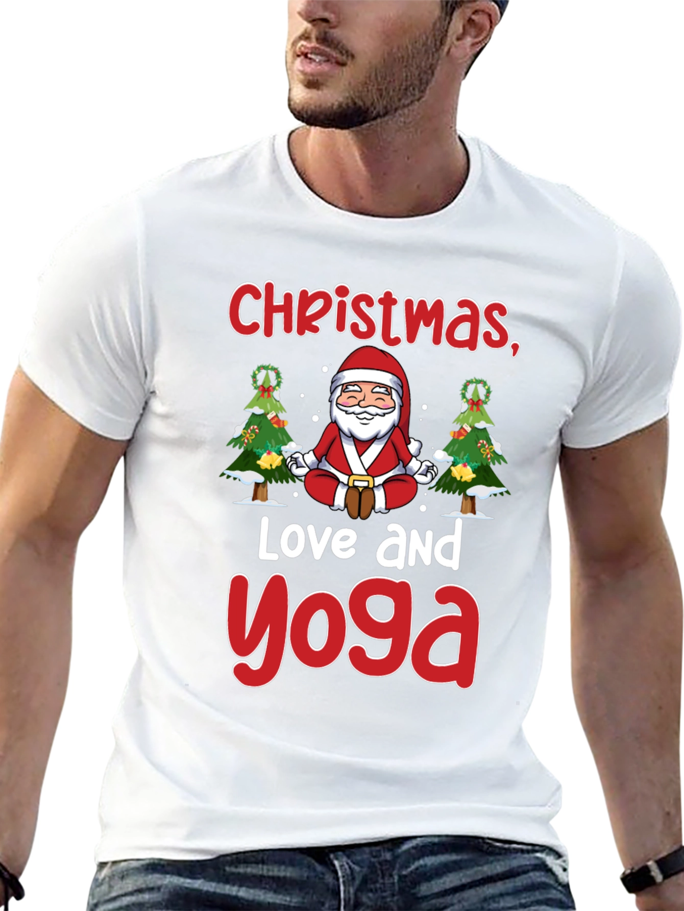 Christmas Love Yoga T-Shirt Holiday Santa Meditation