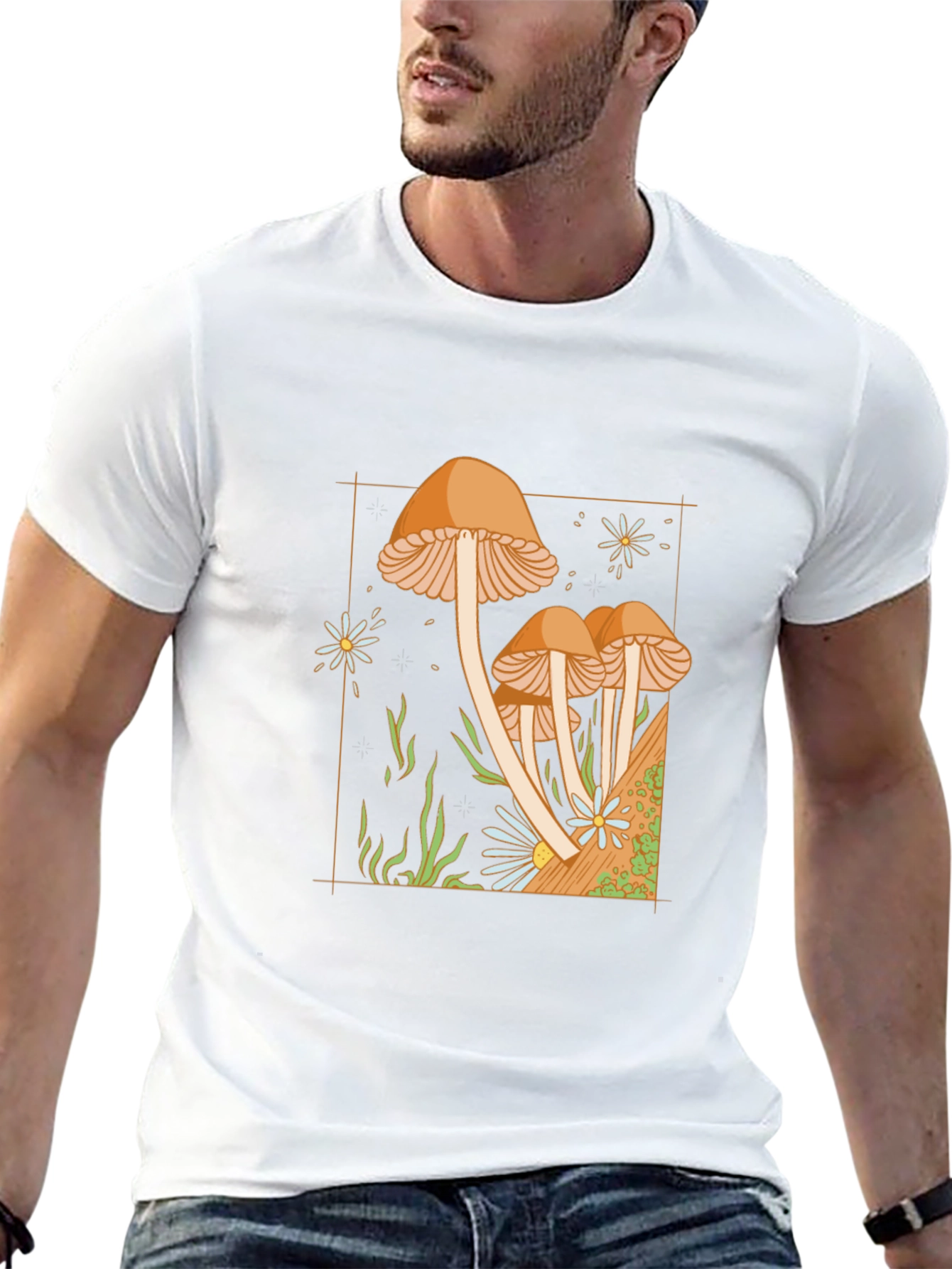 Mushroom Graphic Tee - Nature Inspired Black T-Shirt