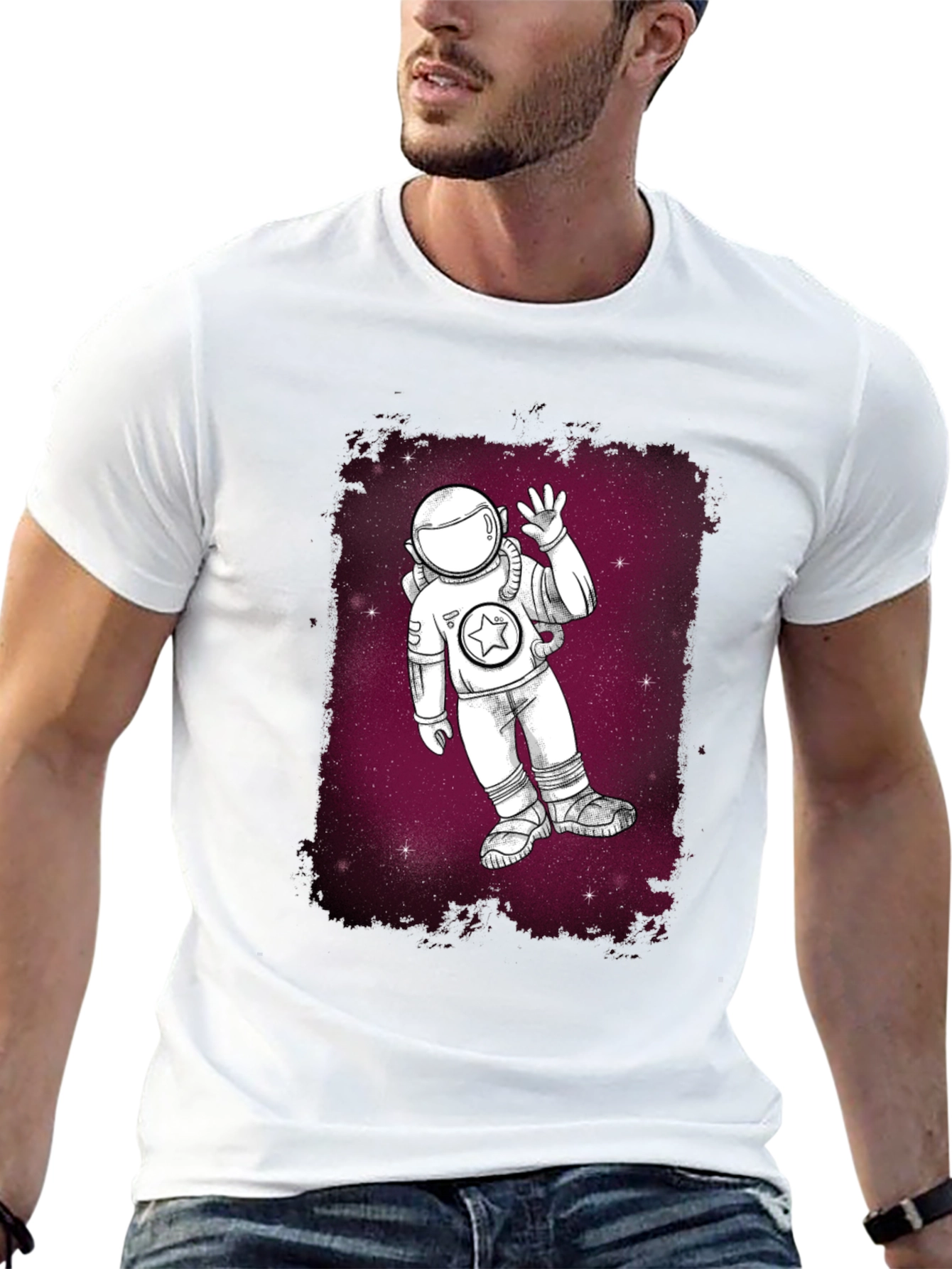 Astronaut in Space Graphic T-Shirt - Black