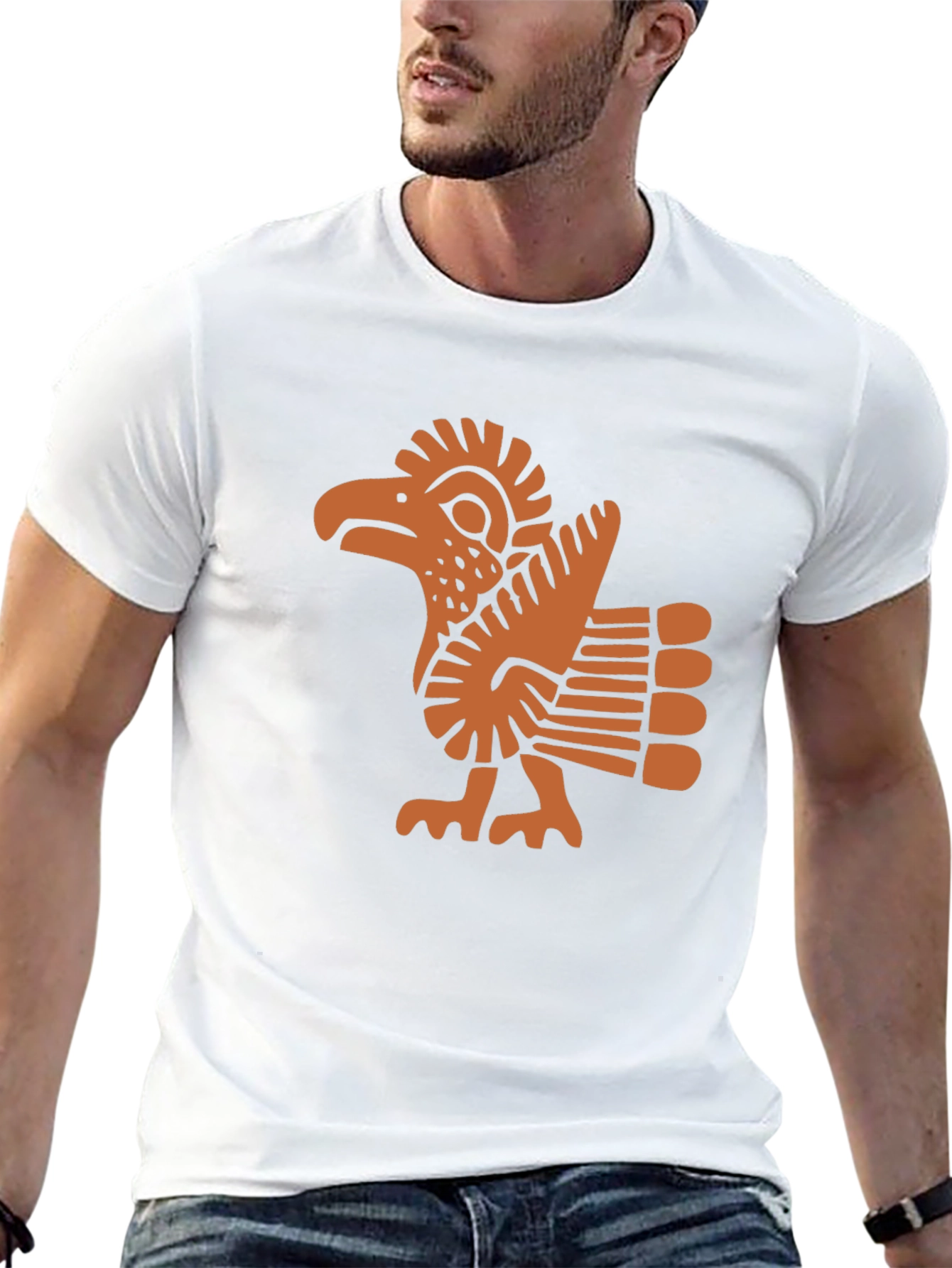 Aztec Eagle Graphic Tee - Black Cotton Blend