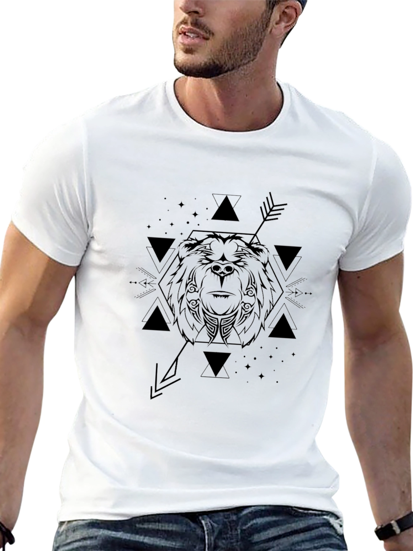 Geometric Bear Graphic T-Shirt