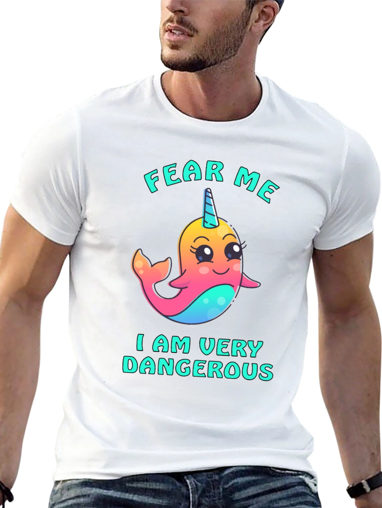 Fear Me Narwhal T-Shirt - Cute and Dangerous!