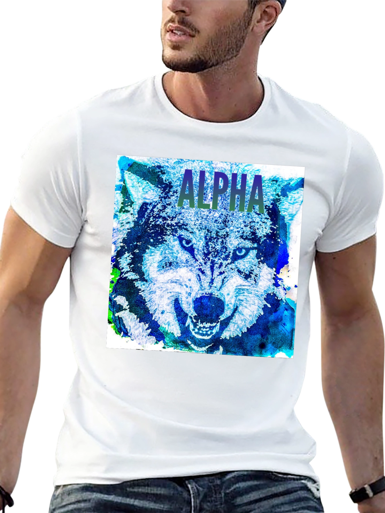 Alpha Wolf Graphic T-Shirt Bold Animal Print Tee