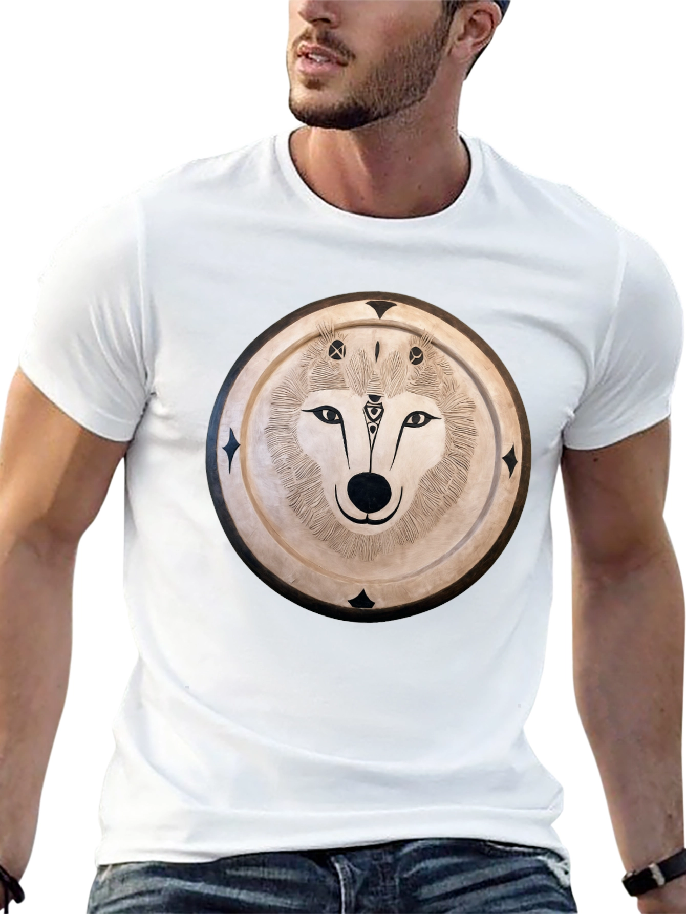 Wolf Mandala Graphic Tee - Mens Black T-Shirt
