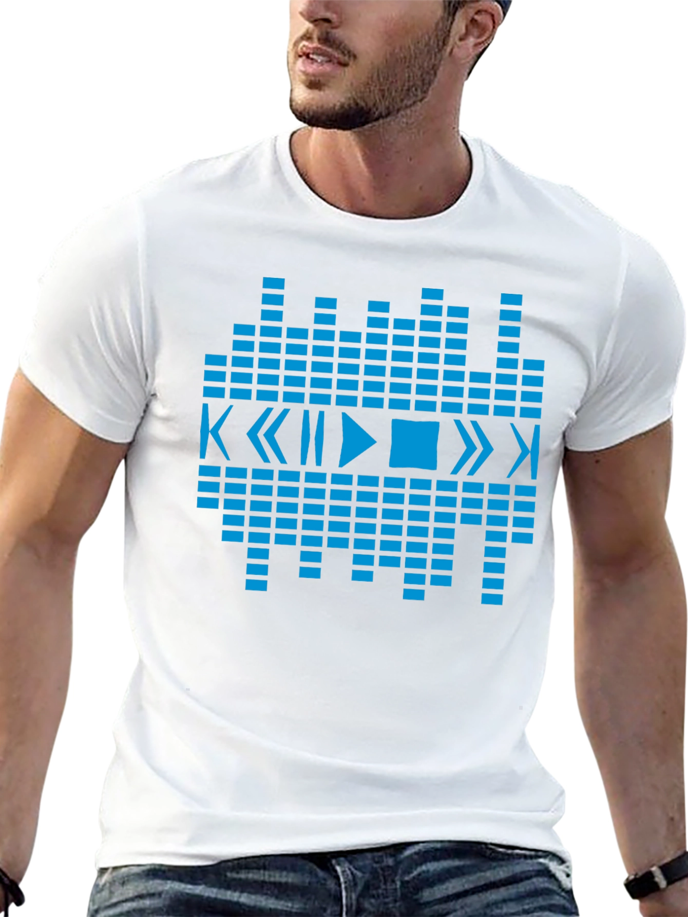 Geometric Music Graphic Tee - Black