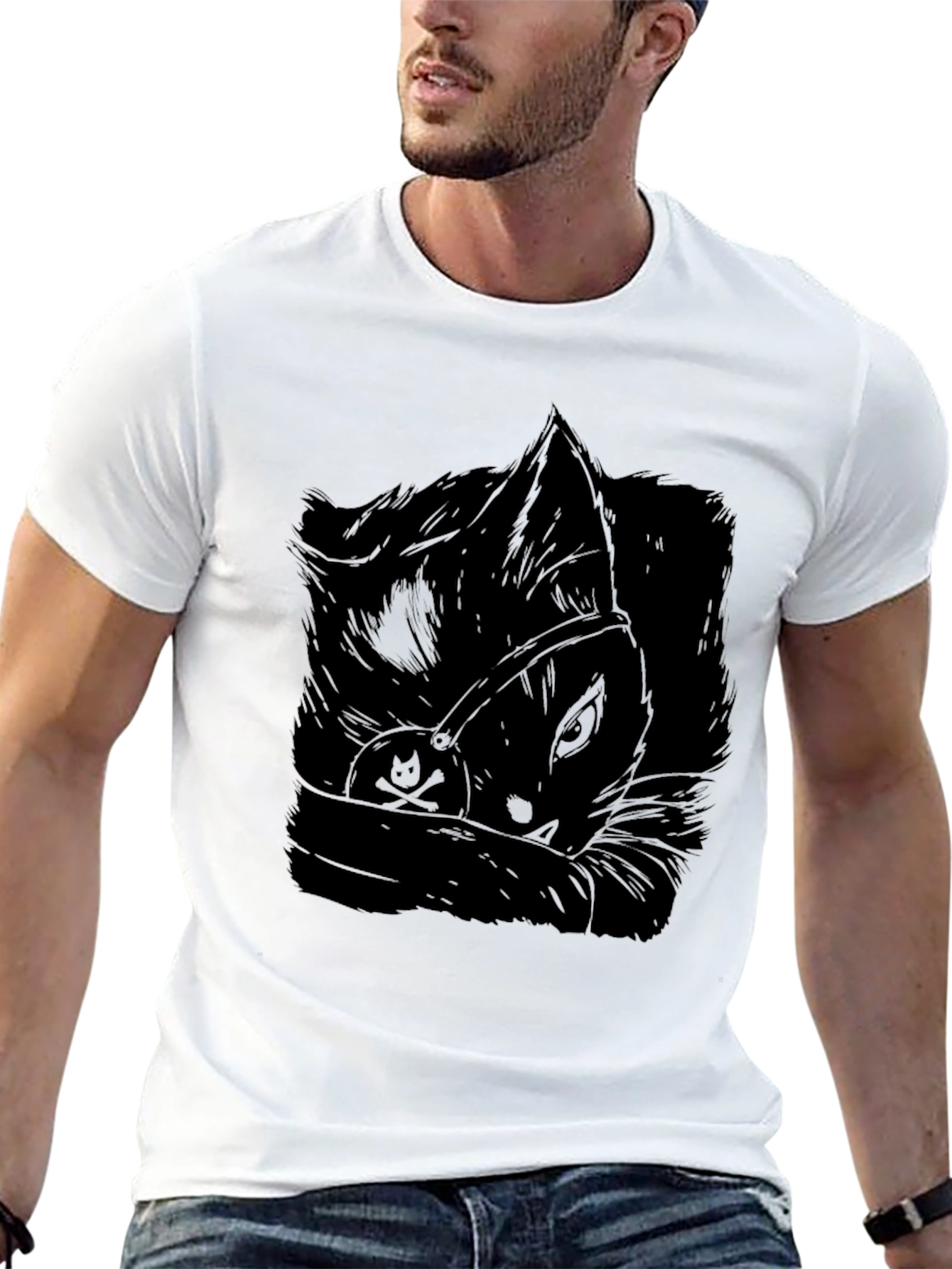 Pirate Cat Black T-Shirt - Mens Graphic Tee