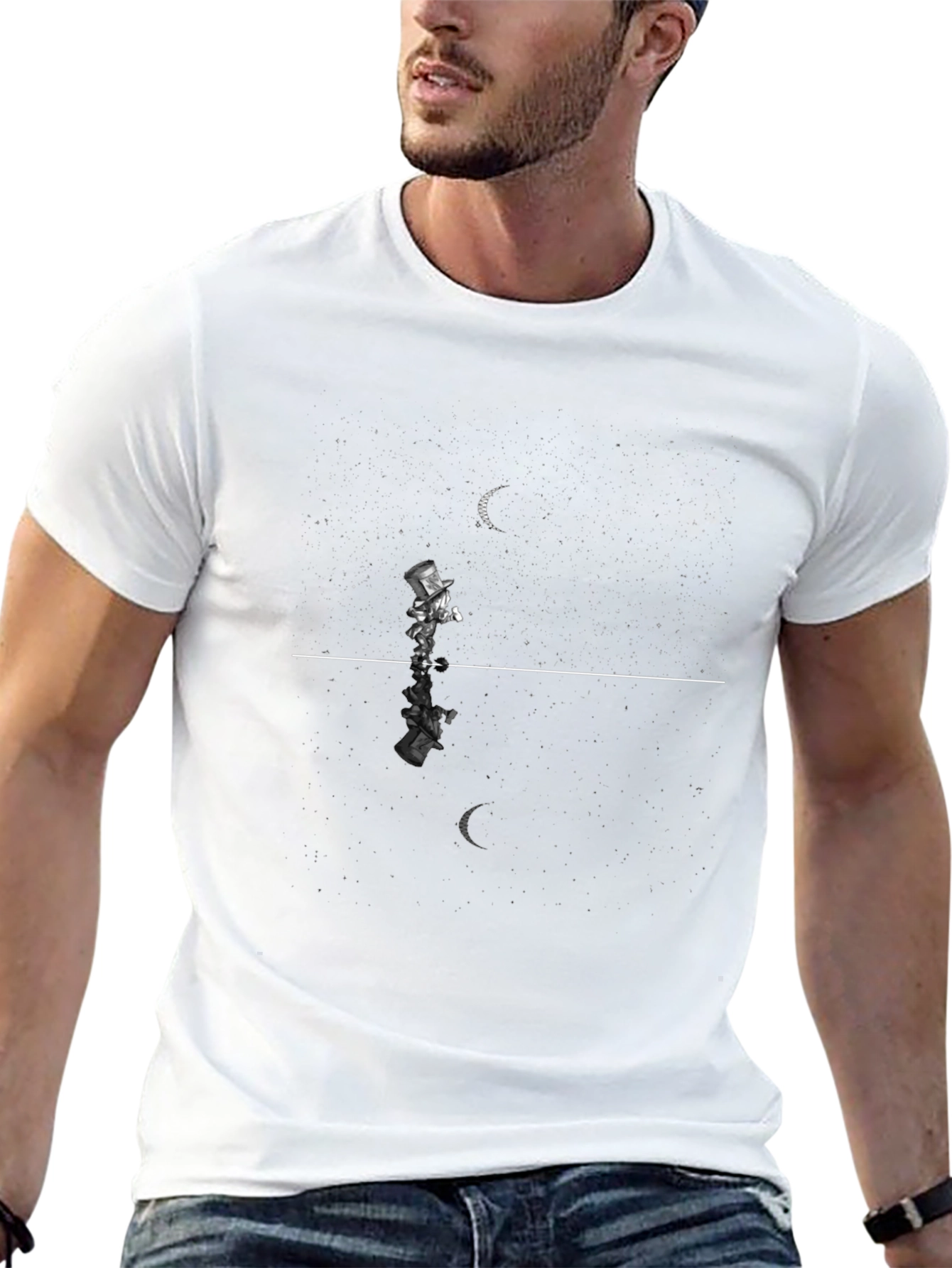 Mens Black T-Shirt: Dream Walker Design