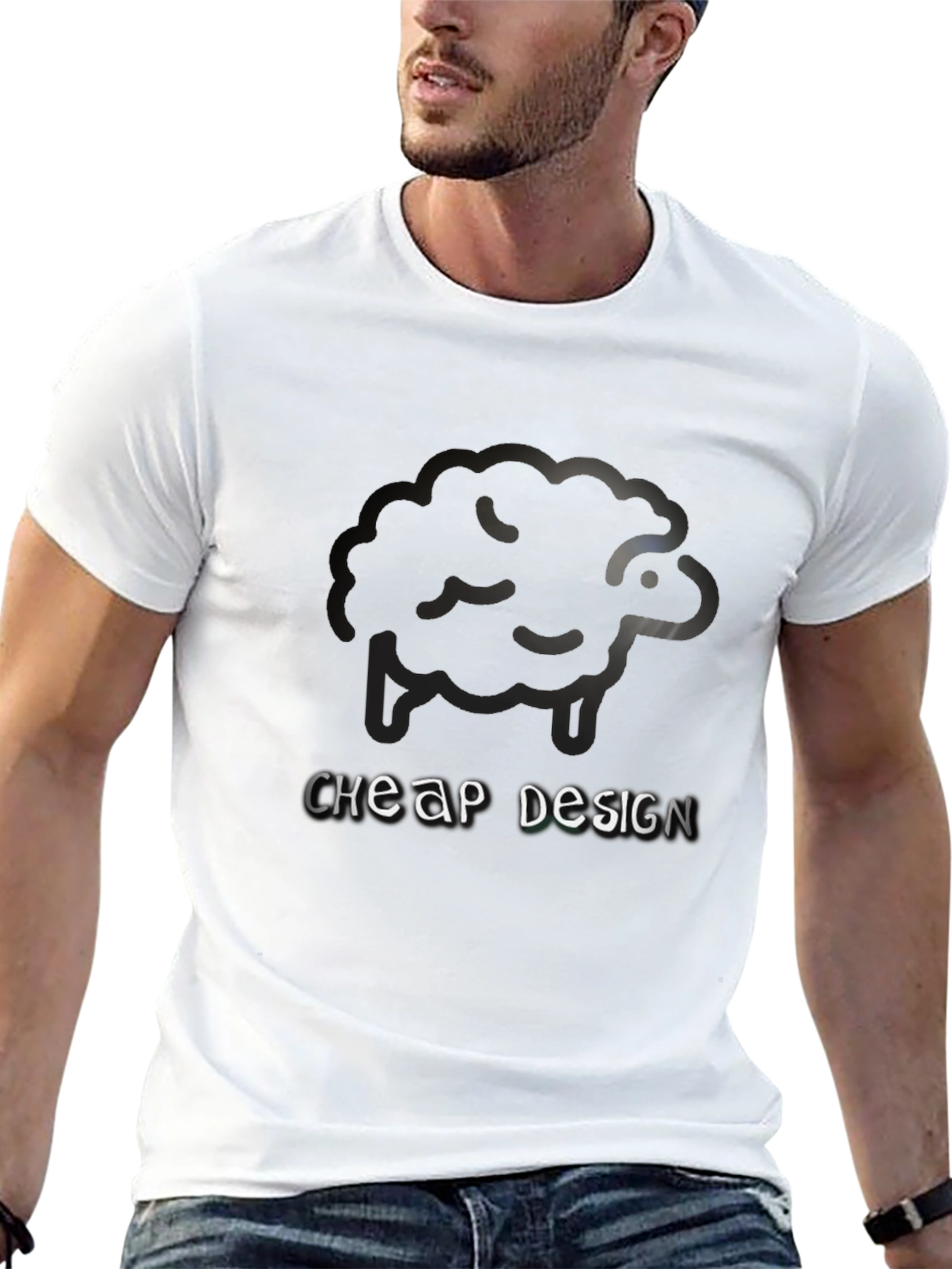 Sheep Design Black T-Shirt