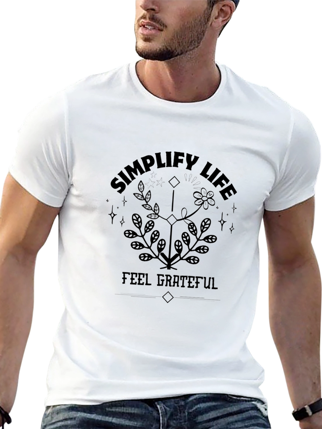 Simplify Life Grateful Graphic Tee - Black