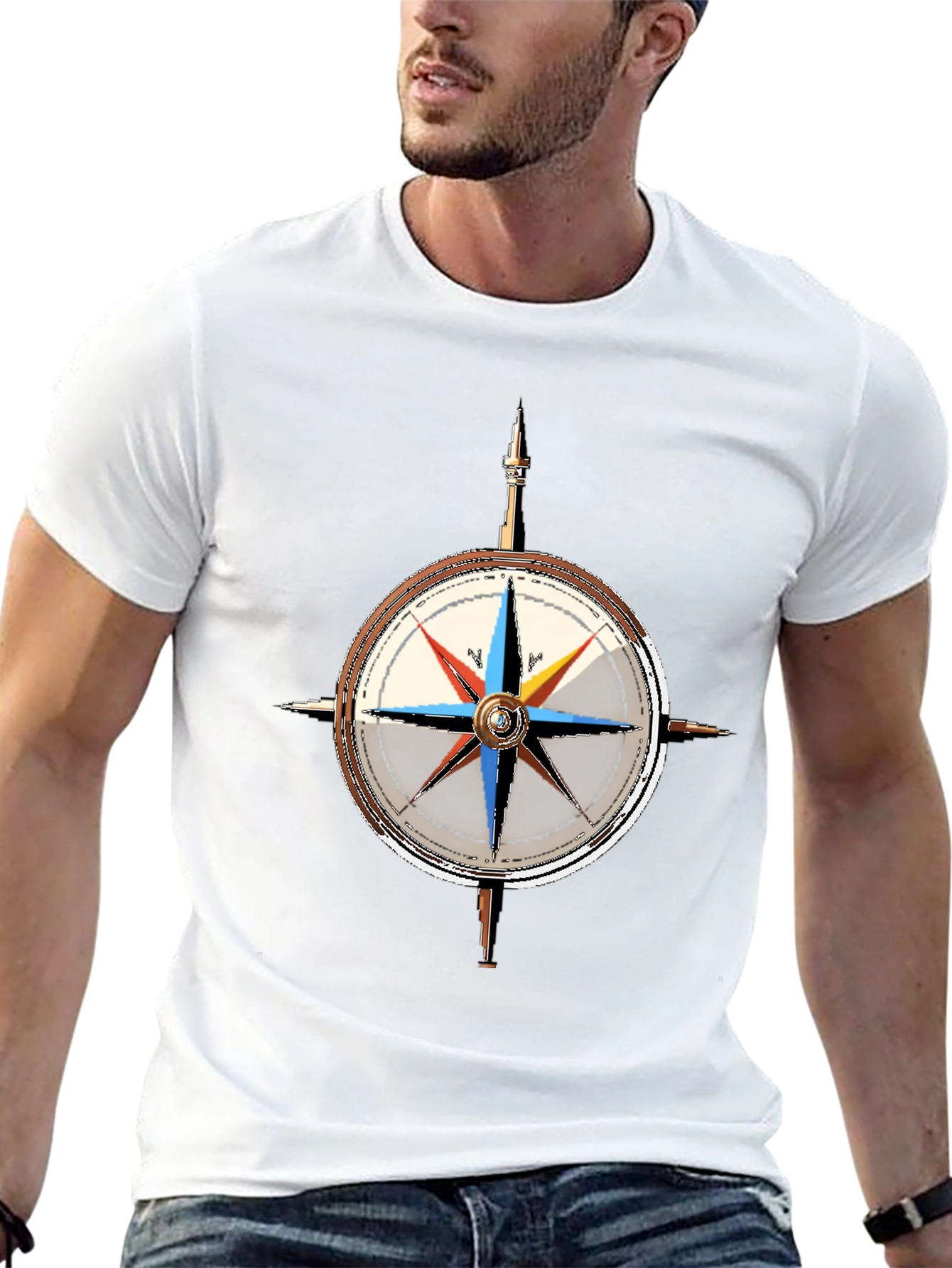 Nautical Compass Graphic Tee - Classic Black