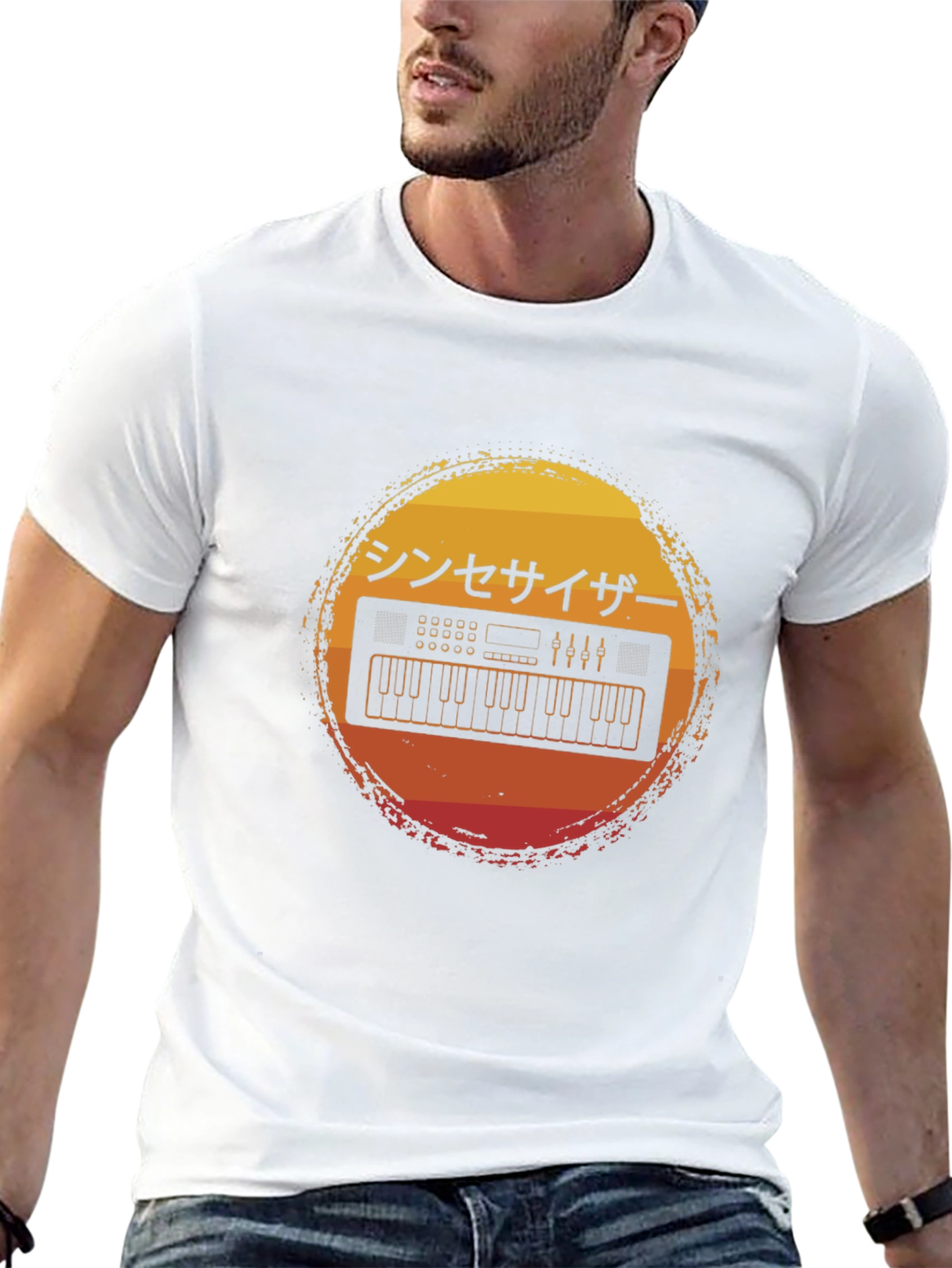 Retro Synthwave Keyboard T-Shirt - Japanese Aesthetic