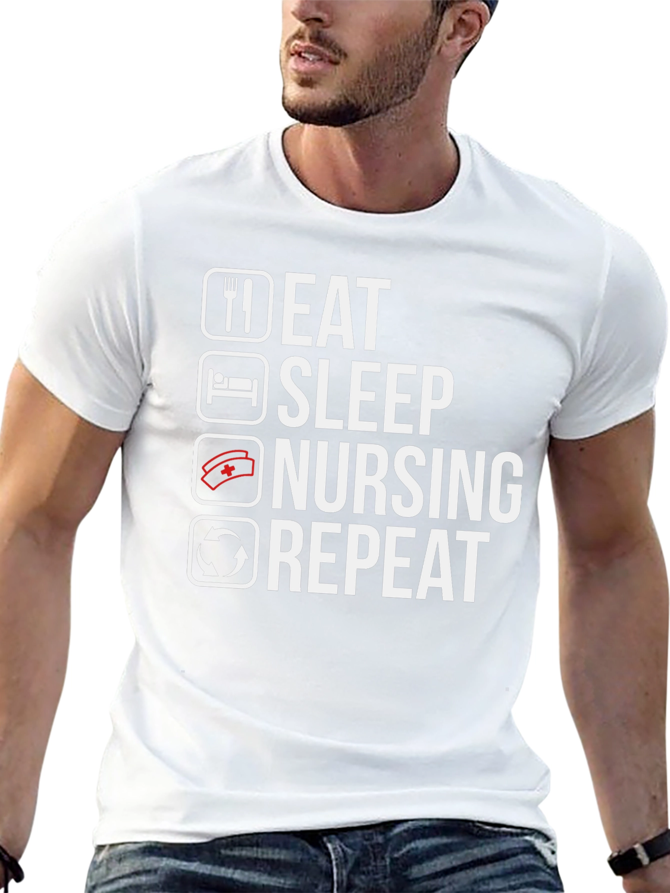 Eat Sleep Nursing Repeat Black T-Shirt