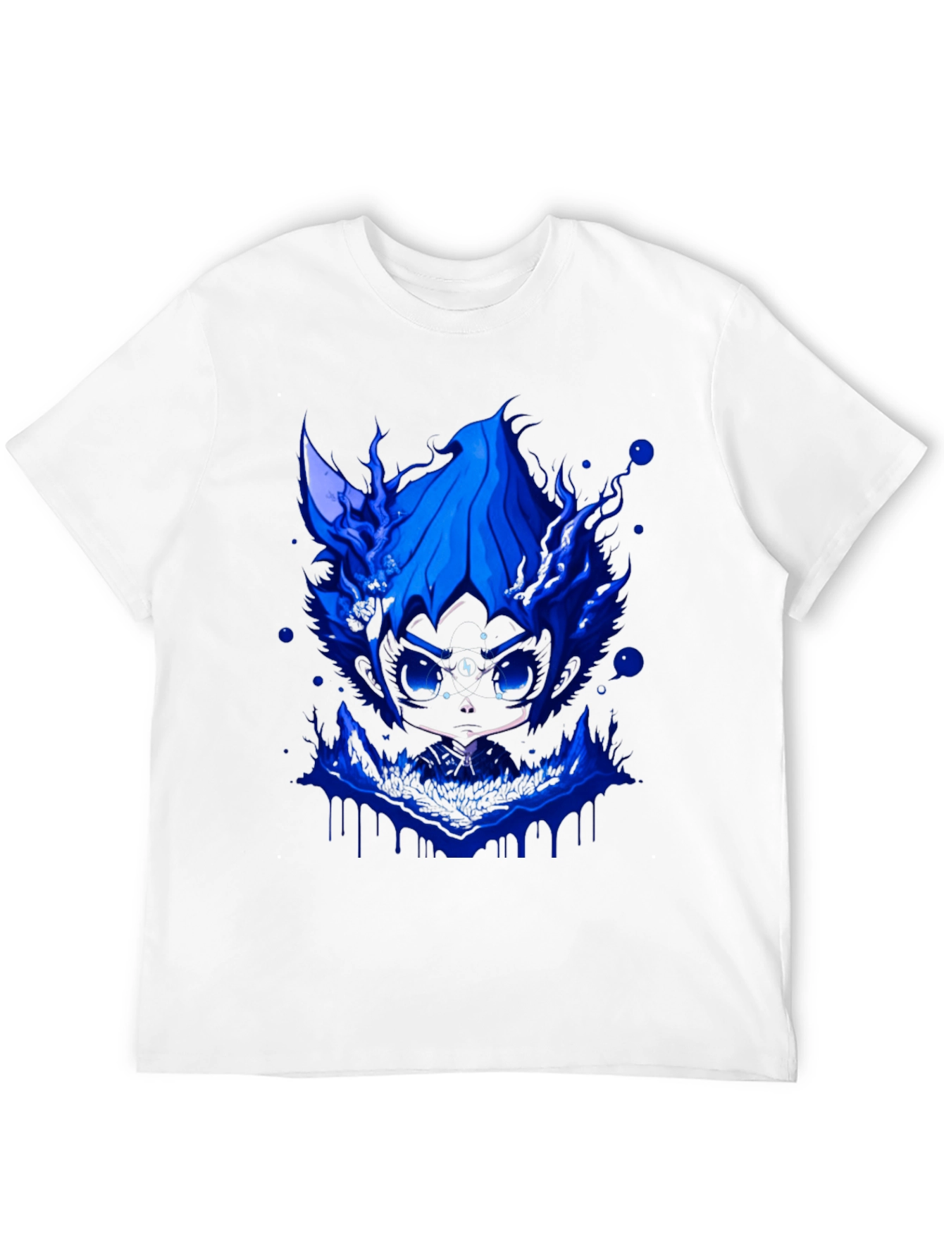 Mens Black T-Shirt with Blue Graphic Design