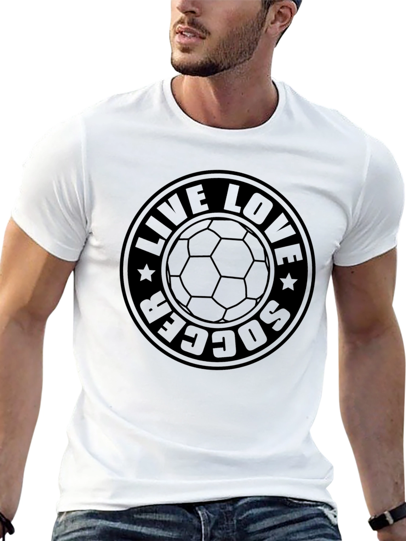 Live Love Soccer Black Graphic Tee Shirt
