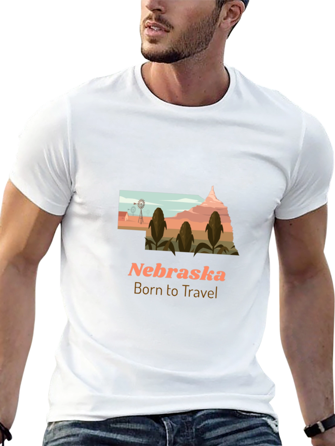Nebraska Born to Travel Graphic Tee