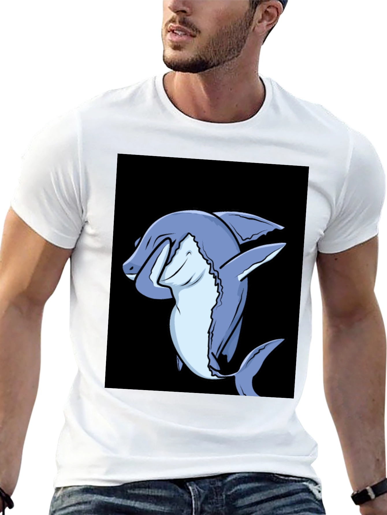 Dabbing Shark Graphic Tee - Mens Black T-Shirt
