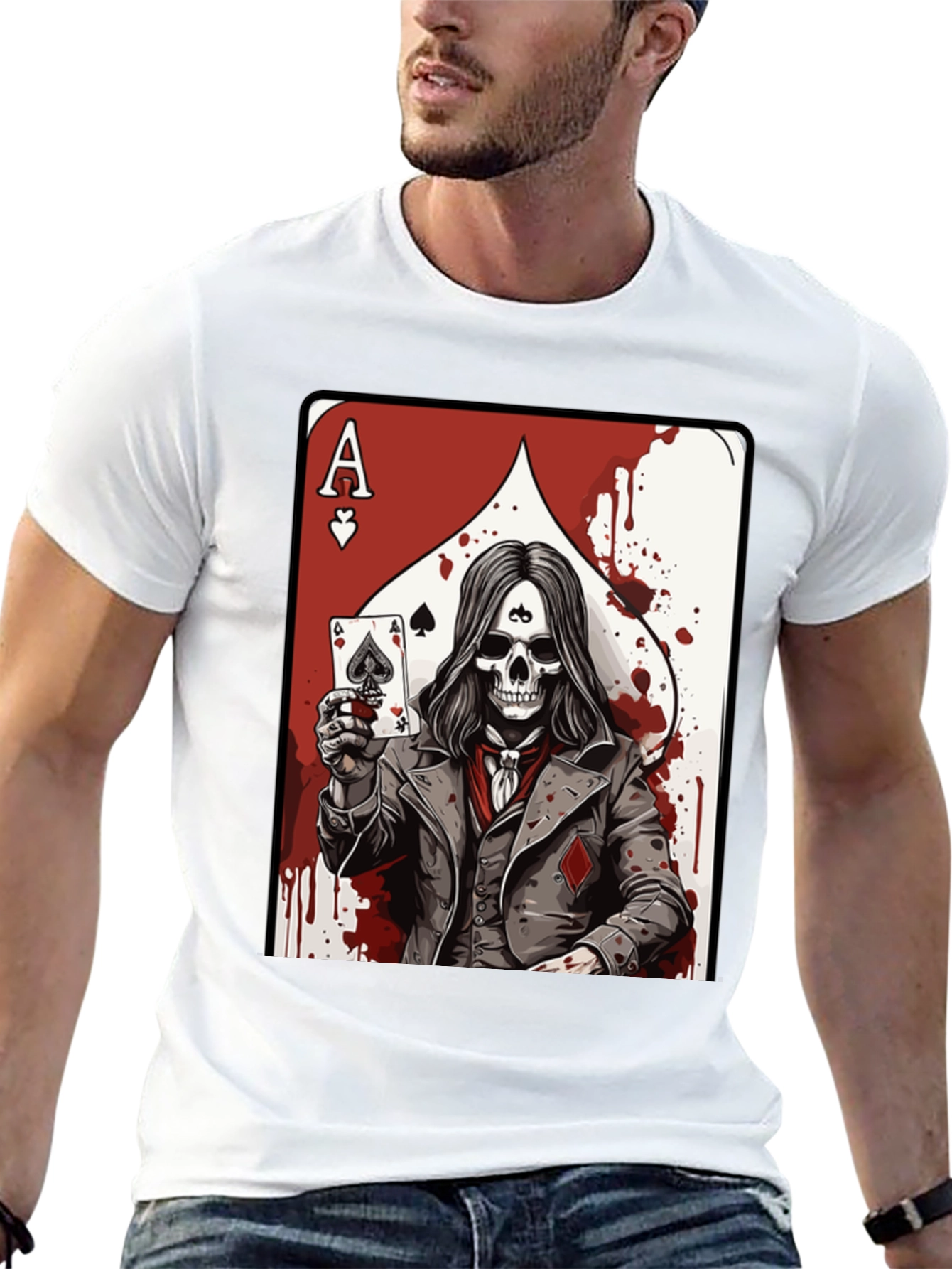 Ace of Spades Skeleton Graphic T-Shirt