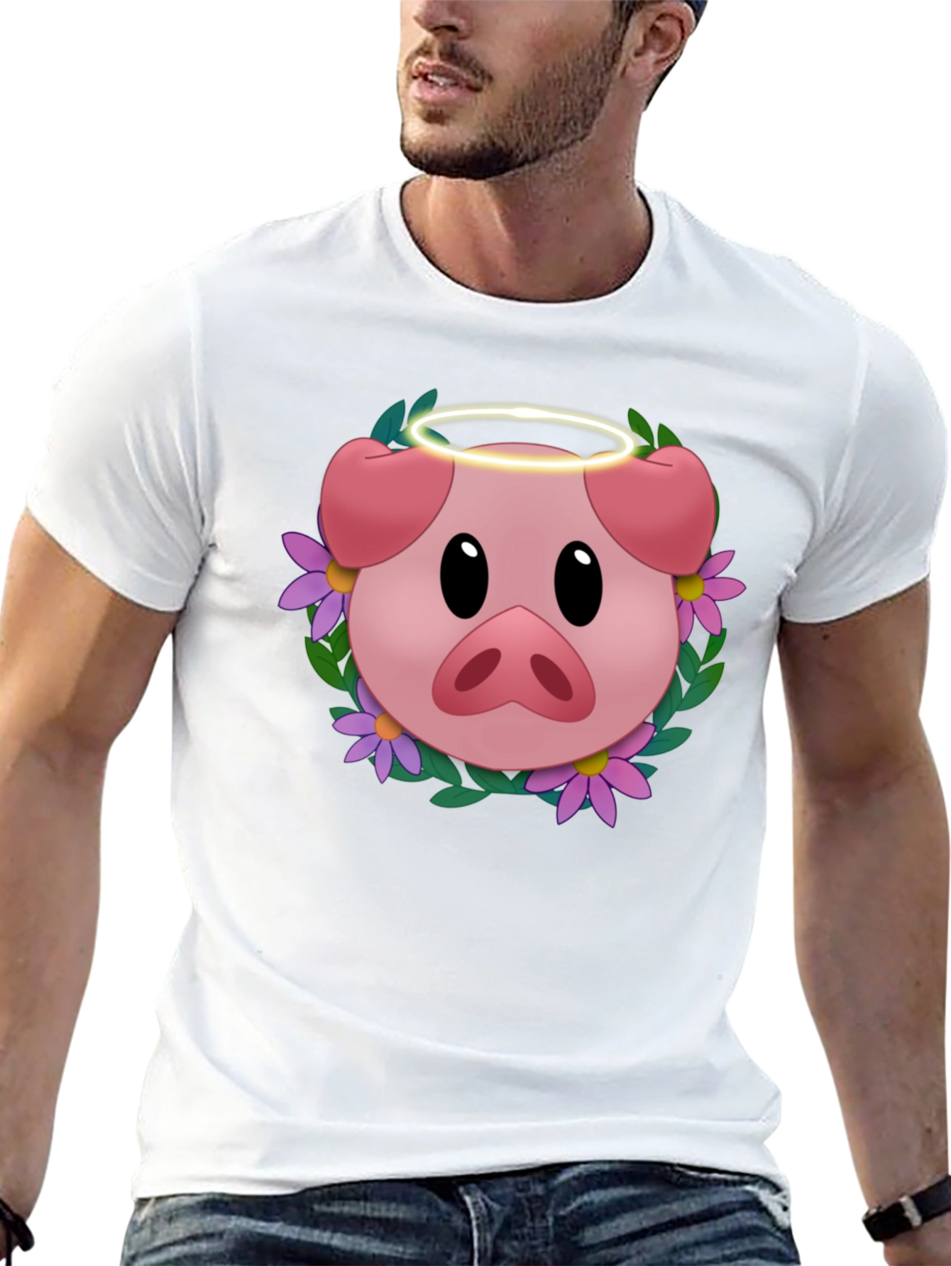 Pig with Halo T-Shirt - Whimsical Graphic Tee