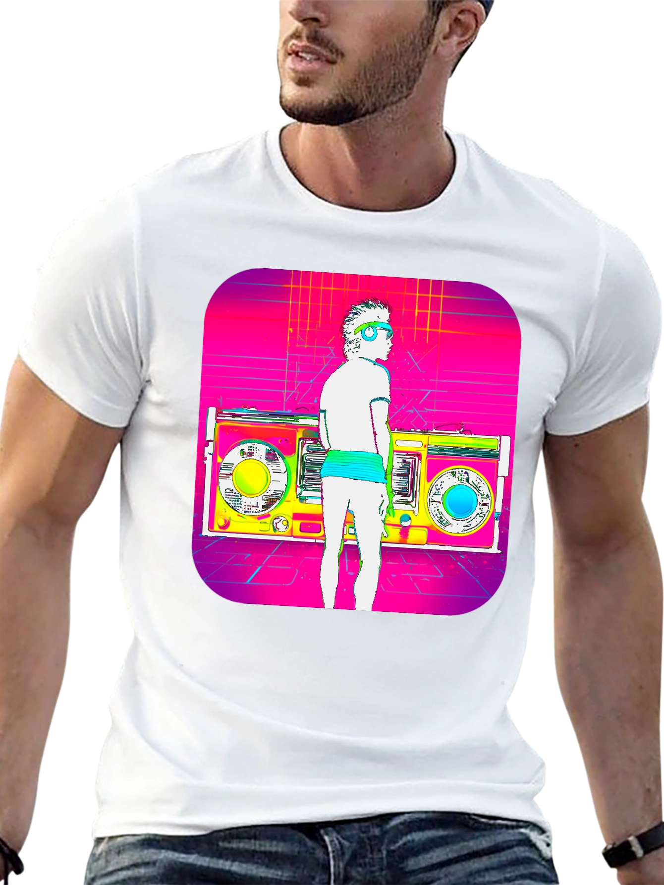 Retro Boombox T-Shirt - 80s Music Style