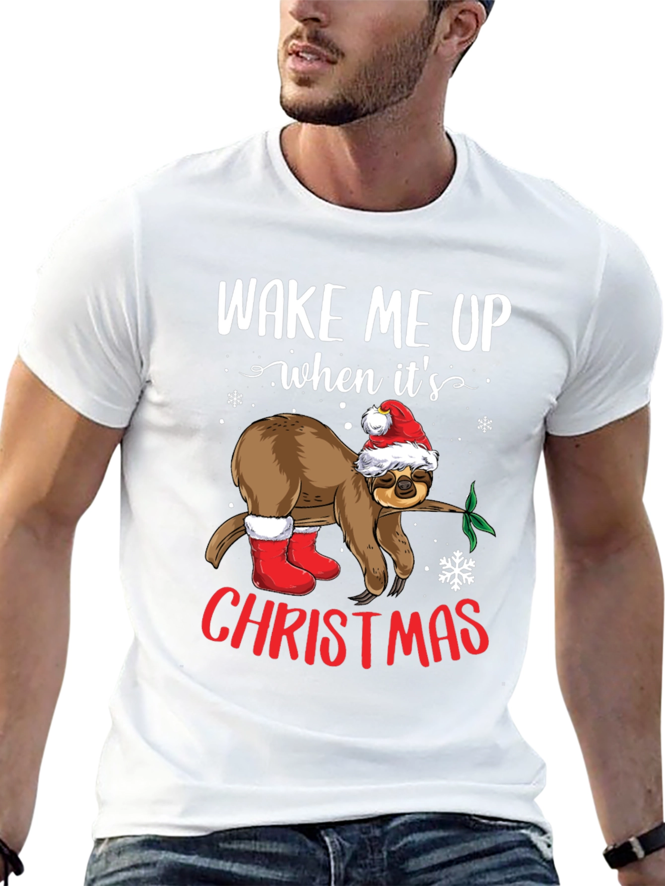 Wake Me Up When Its Christmas Sloth Tee