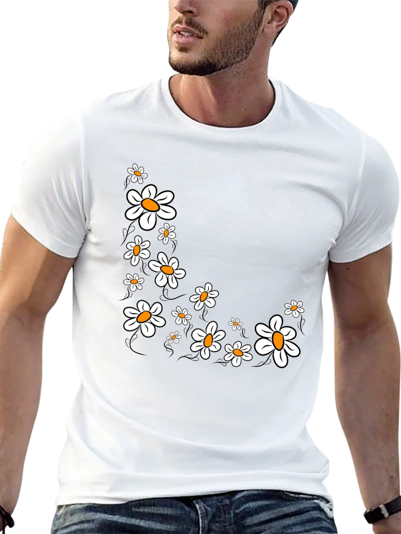Daisy Graphic Print Black T-Shirt