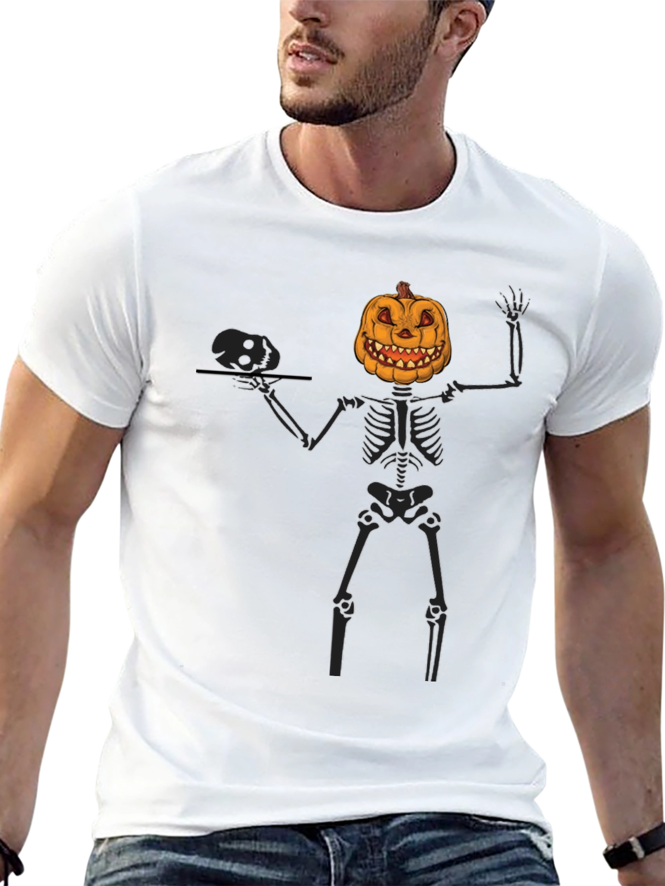 Pumpkin Skeleton Halloween T-Shirt