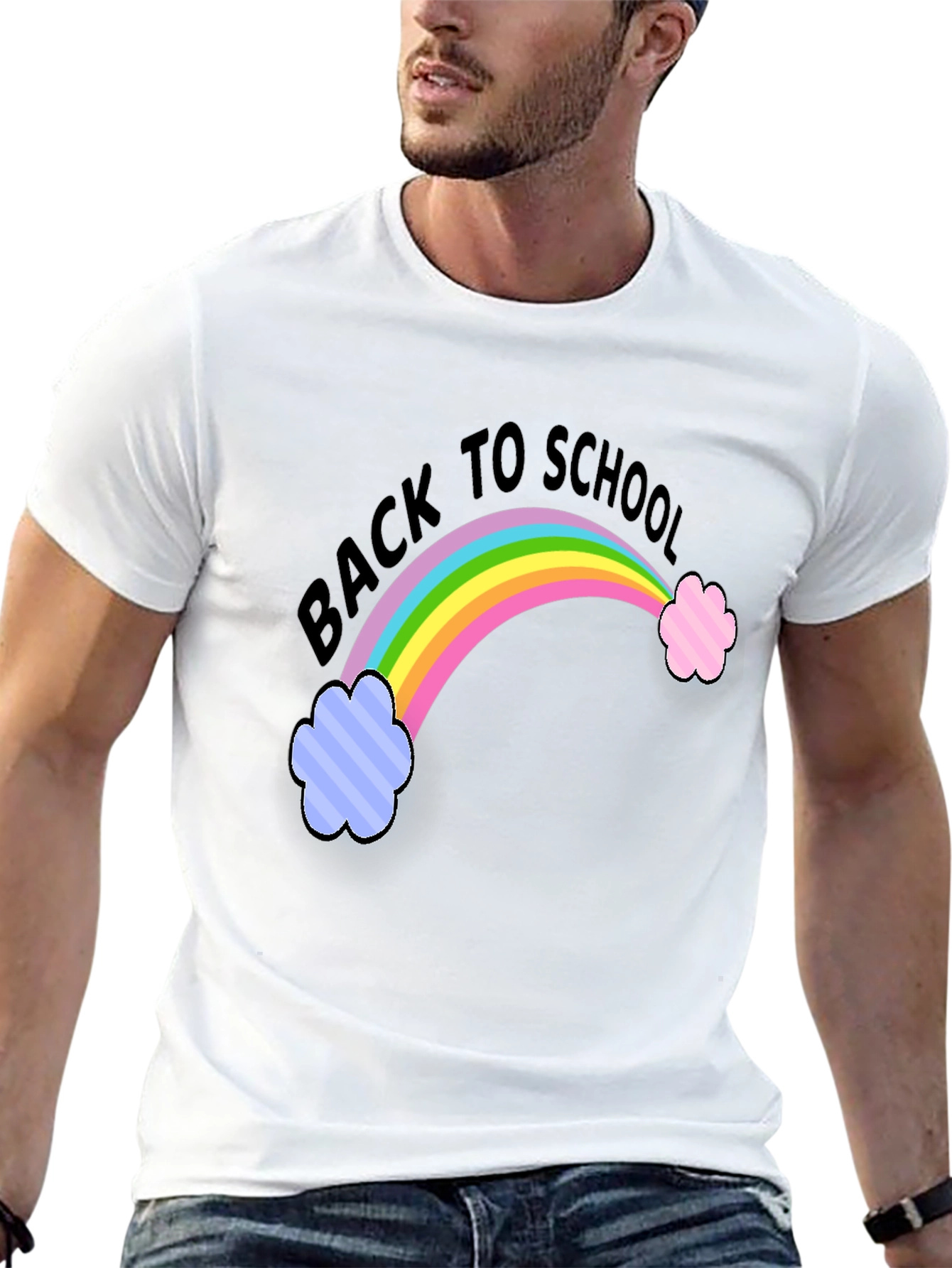 Back to School Rainbow T-Shirt - Black