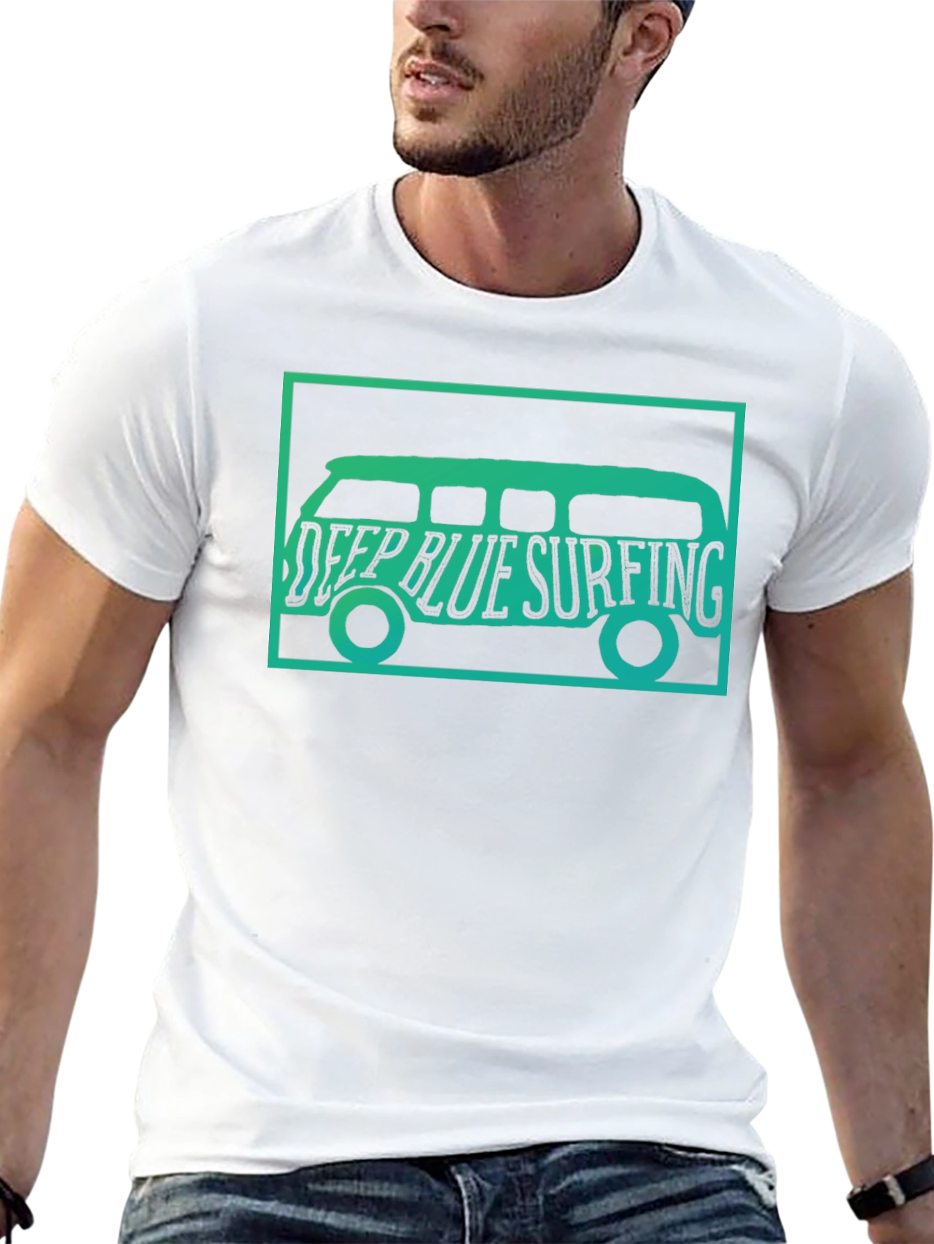 Deep Blue Surfing Van Graphic Tee - Black
