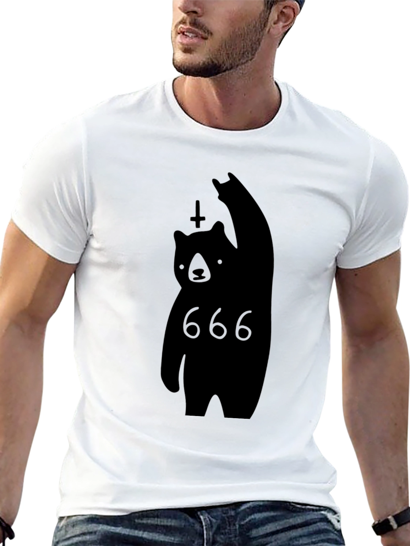 Satanic Bear Graphic Black T-Shirt