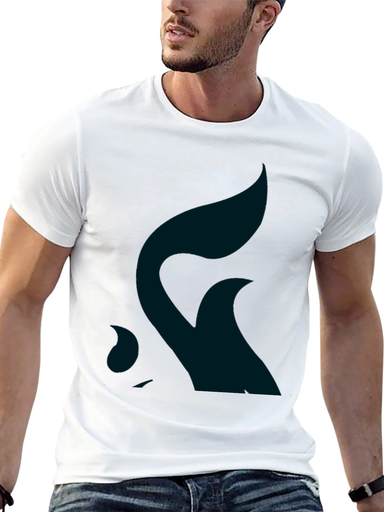 Minimalist Wave Design Black T-Shirt