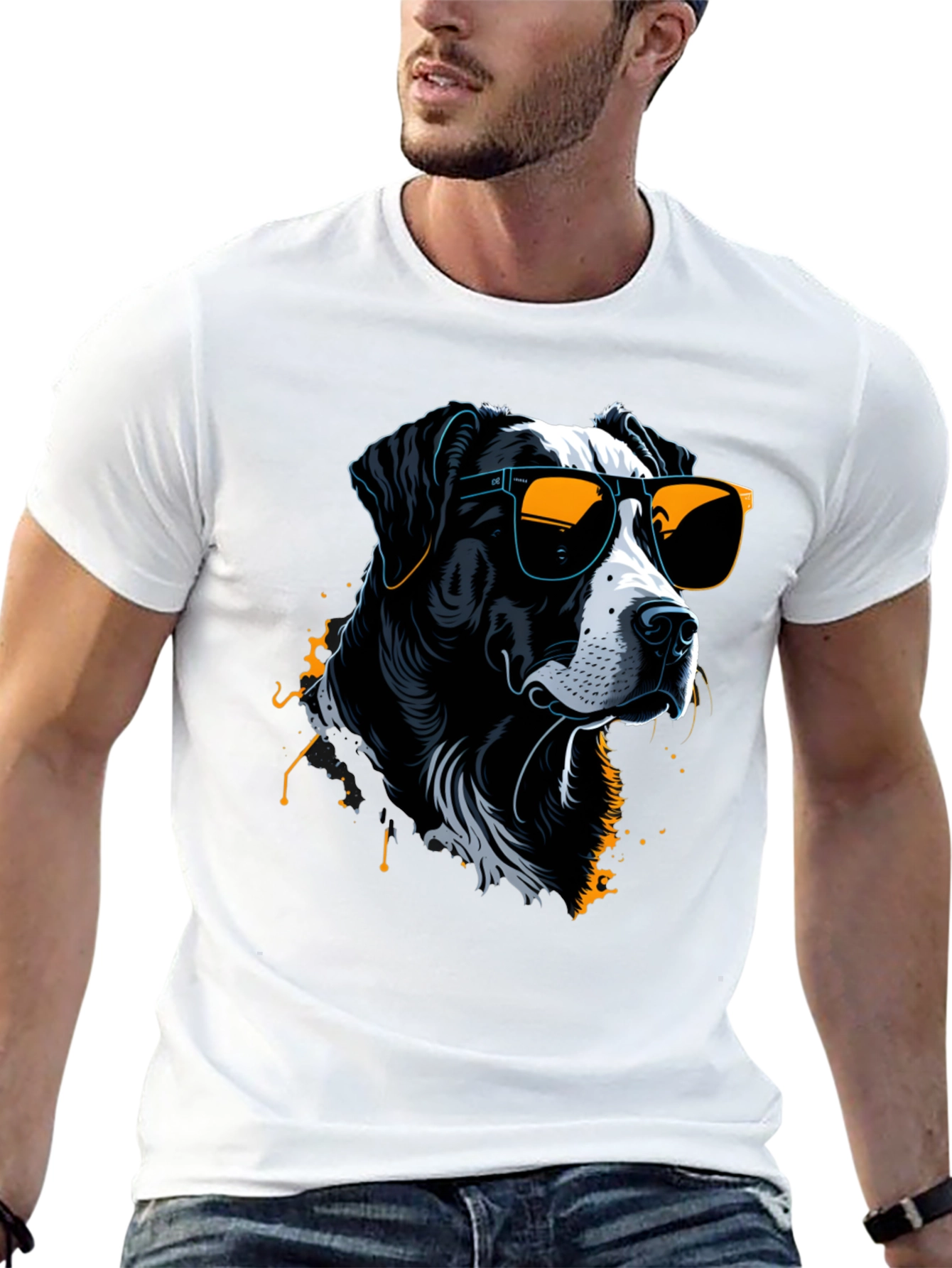 Cool Dog Graphic Tee - Stylish Mens Black T-Shirt