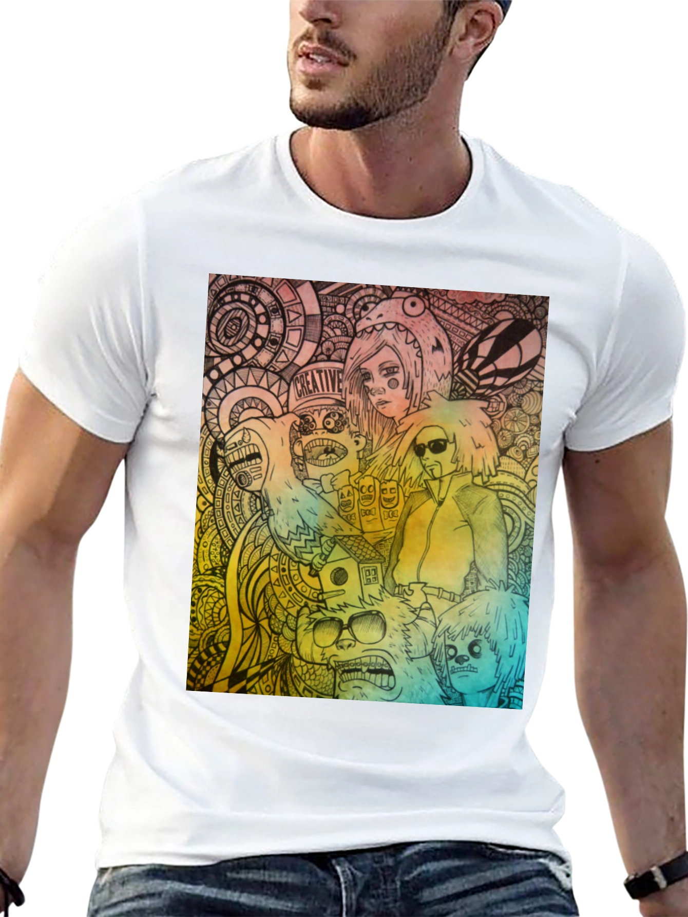 Creative Graphic Print Black T-Shirt