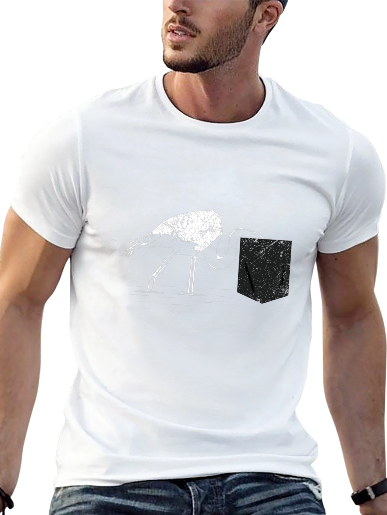 Black Flamingo Pocket Graphic Tee