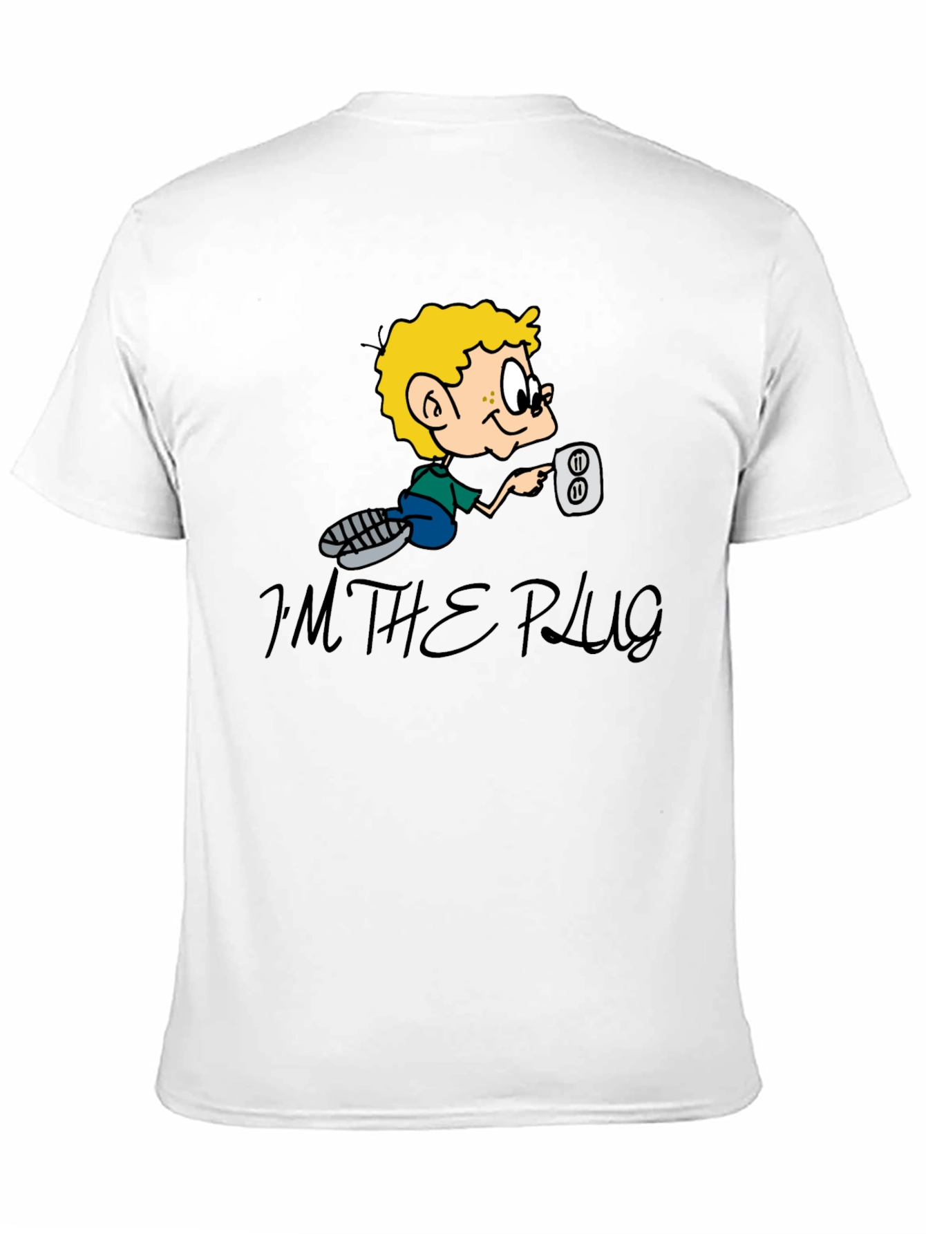 Im The Plug Cartoon Graphic Black T-Shirt
