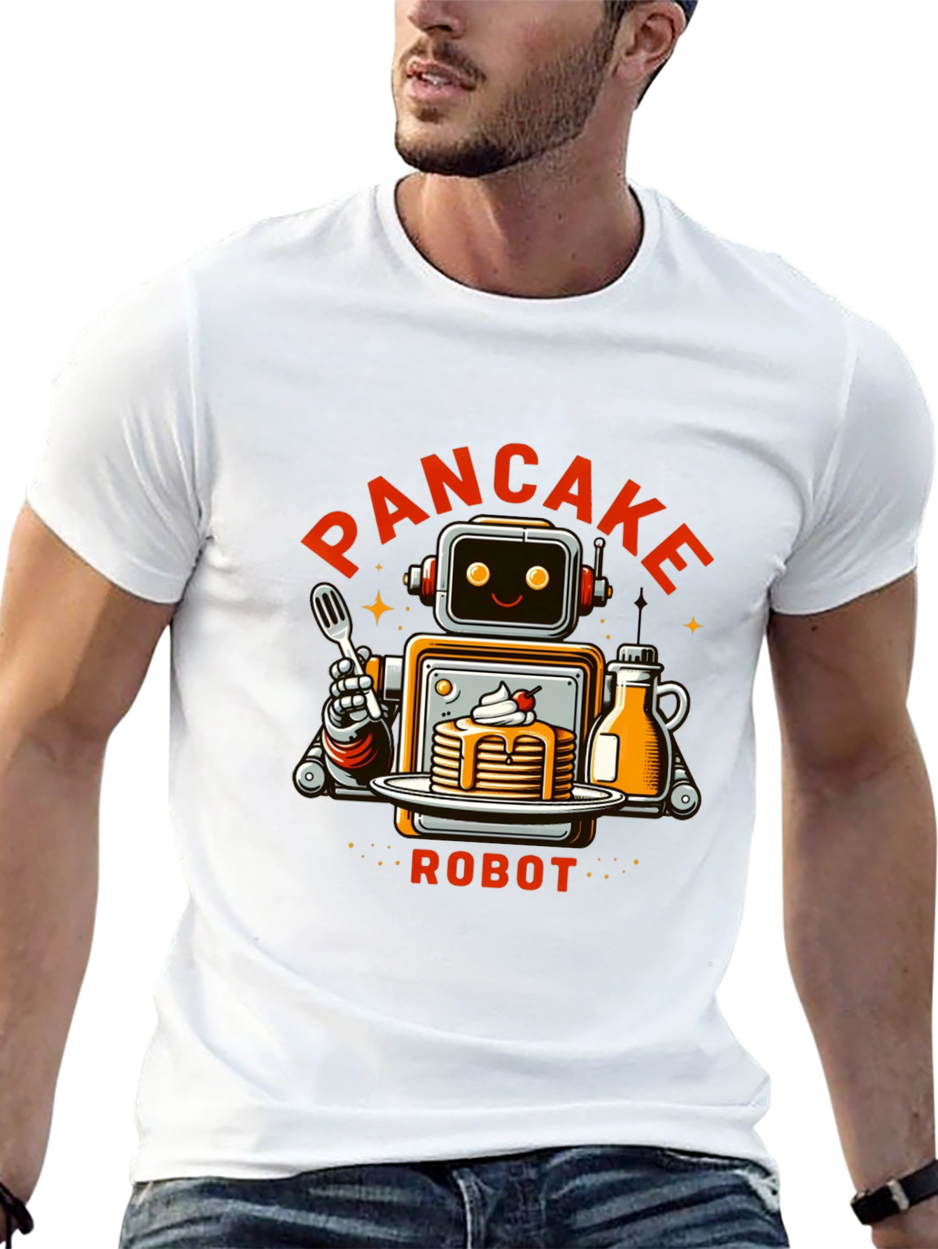 Pancake Robot T-Shirt - Funny Breakfast Graphic Tee