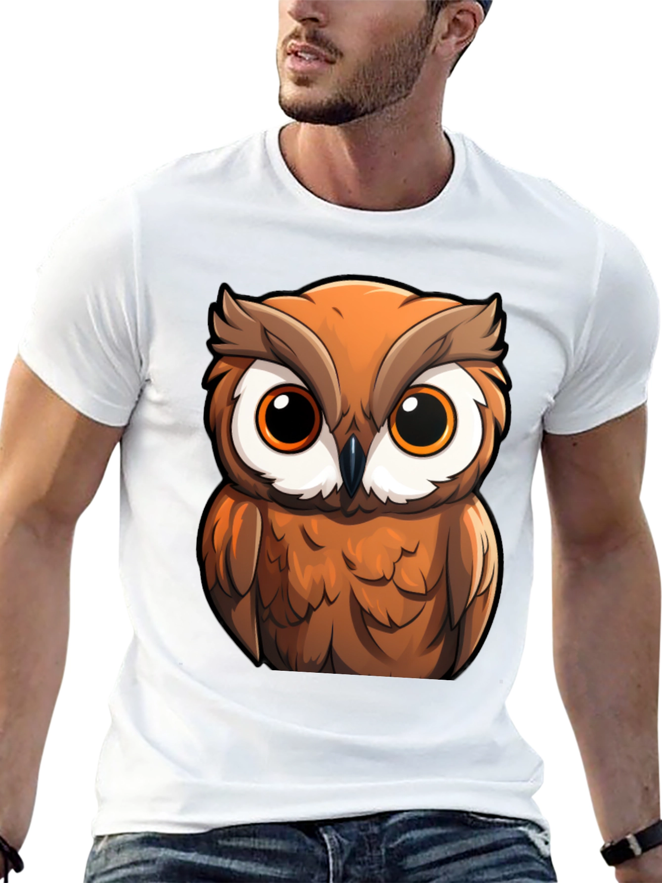 Owl Cartoon Graphic Black T-Shirt