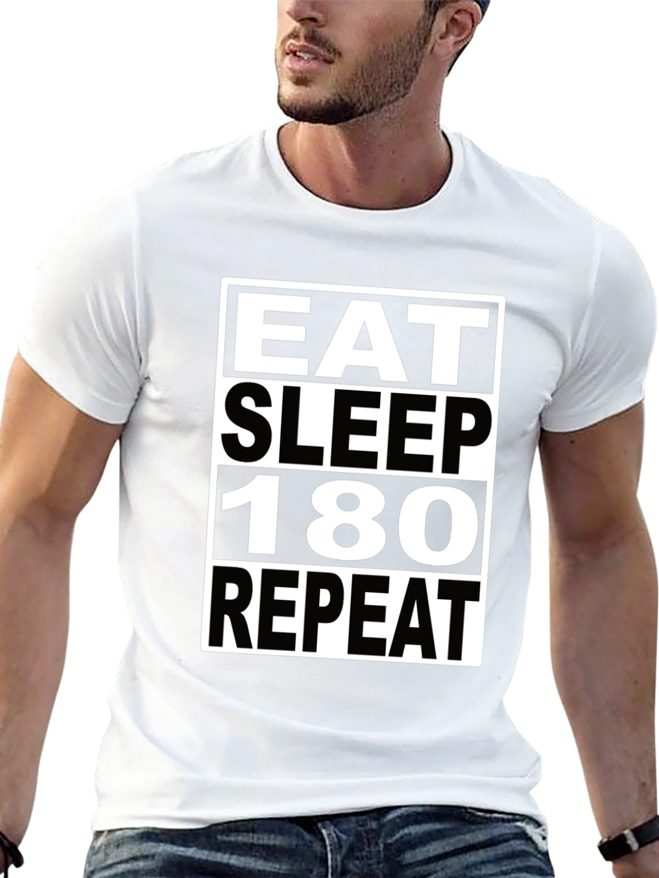 Eat Sleep 180 Repeat Black Graphic Tee