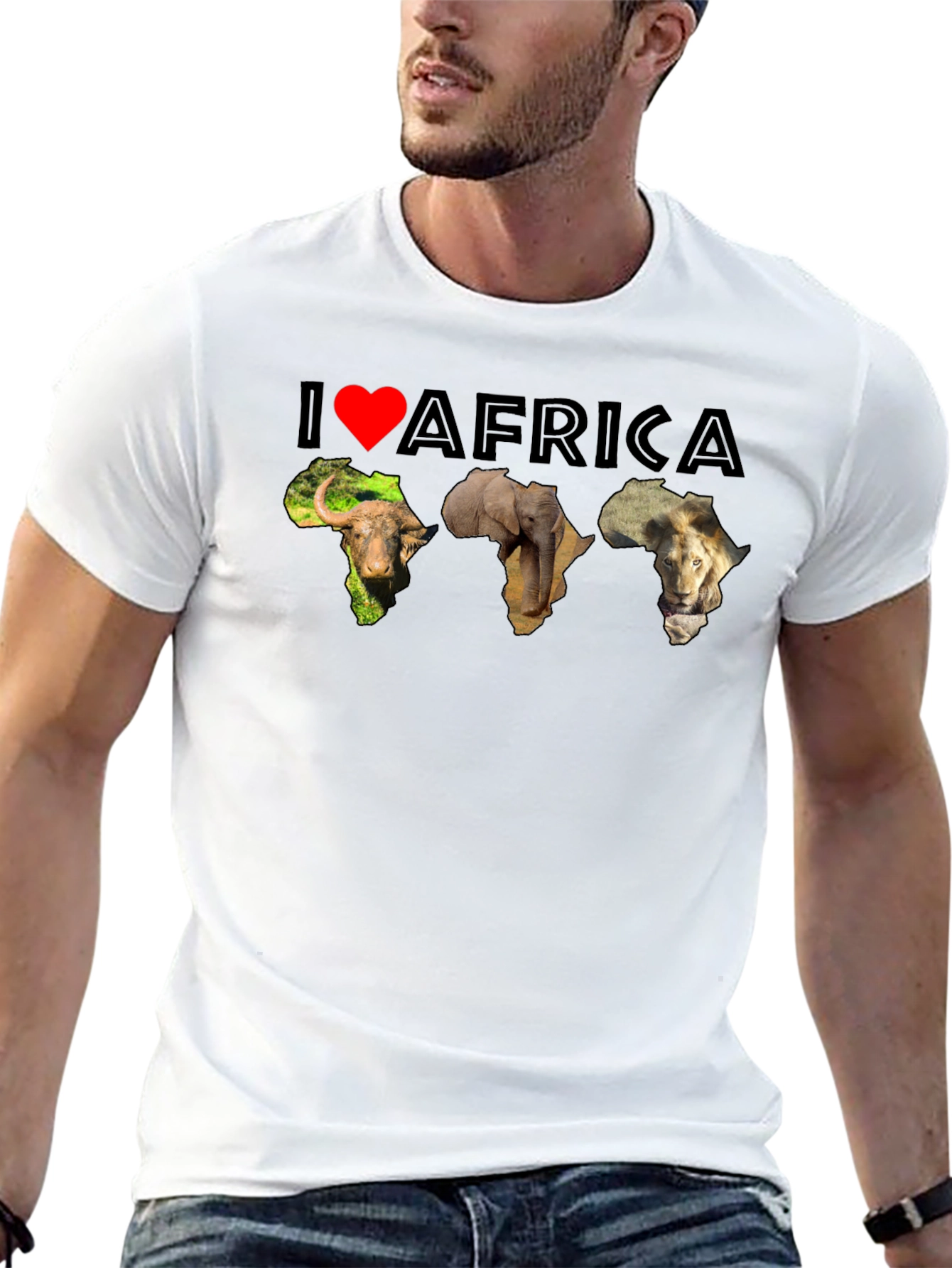 I Love Africa Graphic Tee | Black Cotton T-Shirt