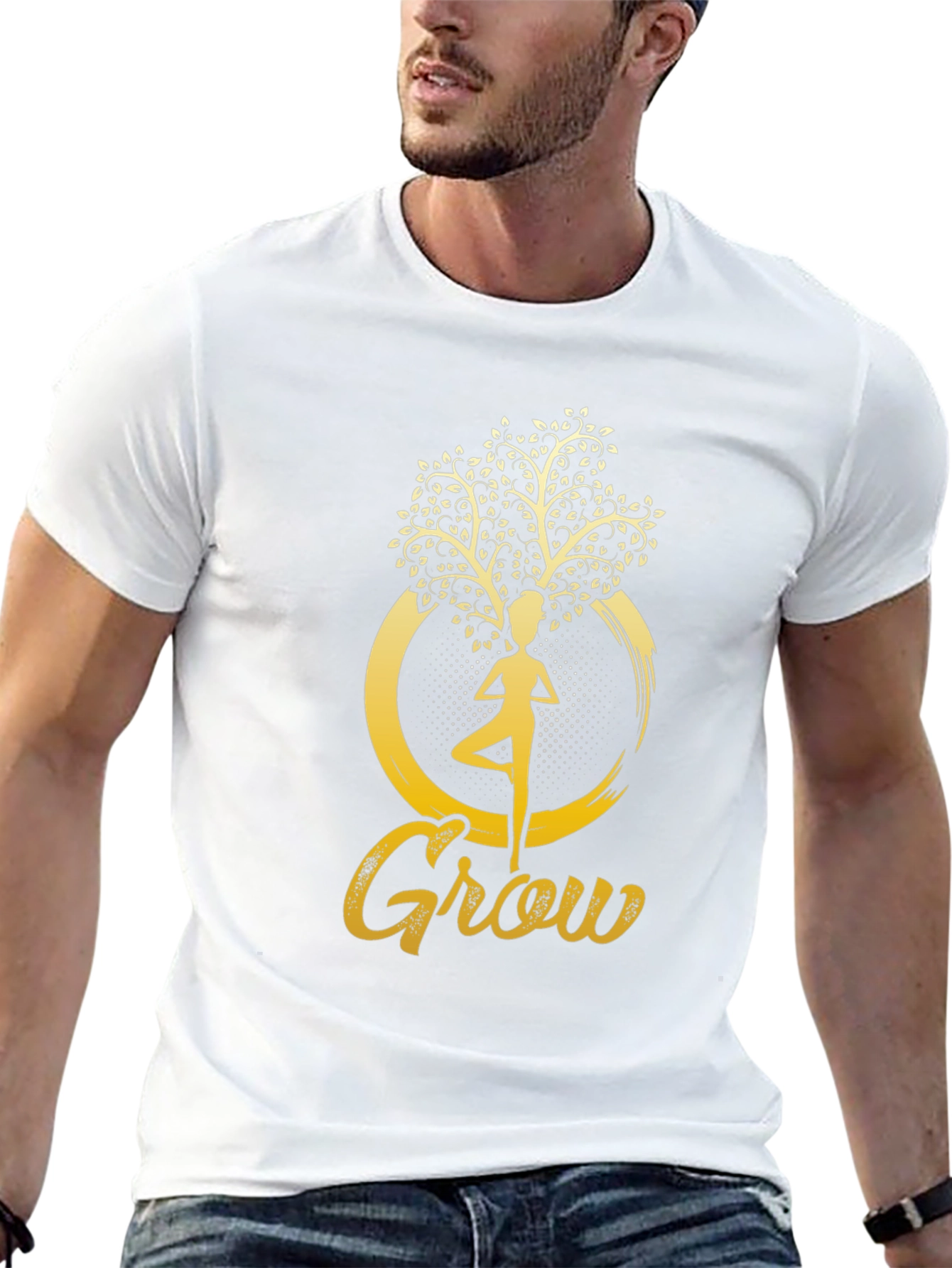 Grow Yoga Tree Graphic T-Shirt - Black