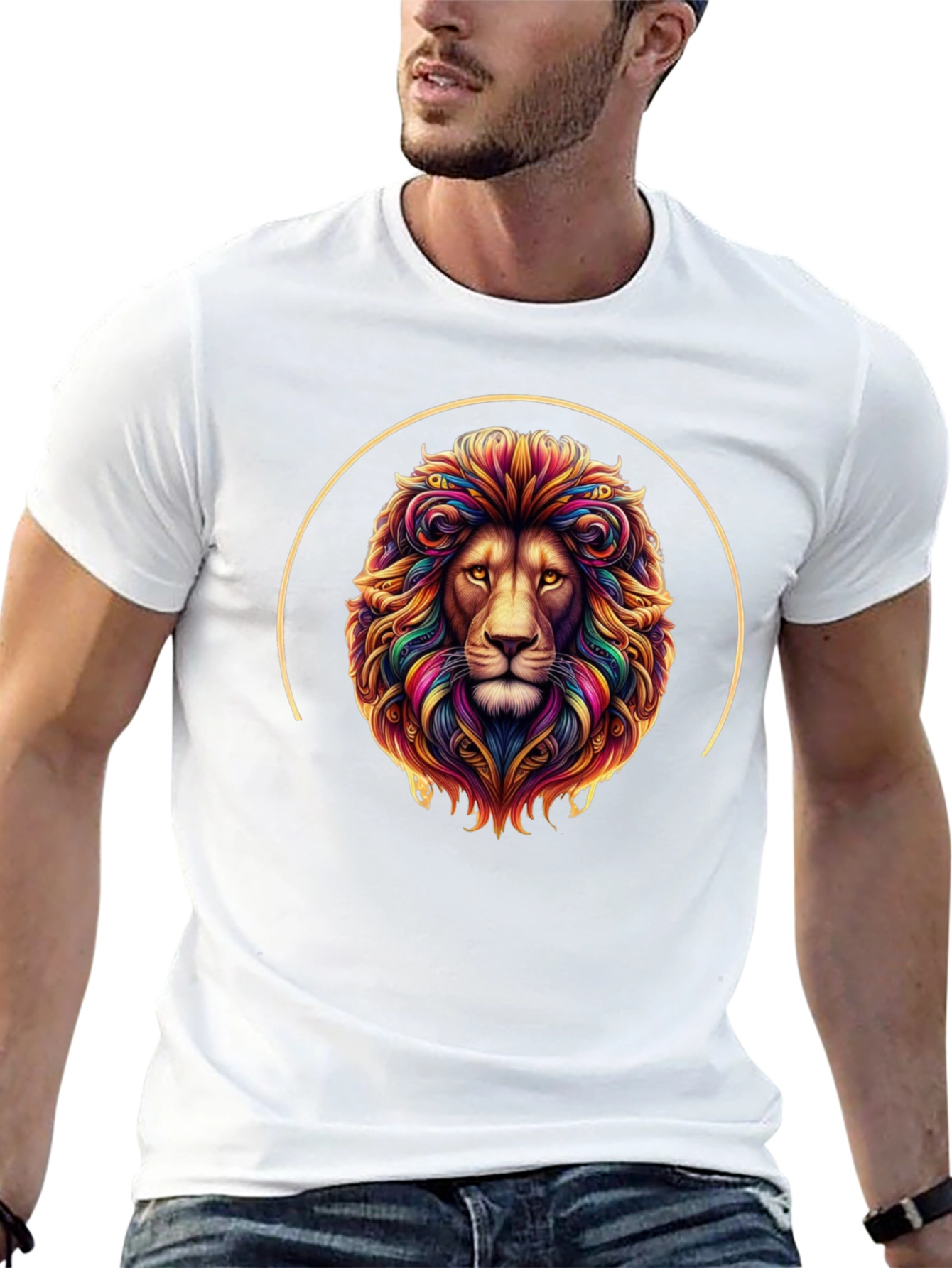Vibrant Lion Graphic Tee - Black