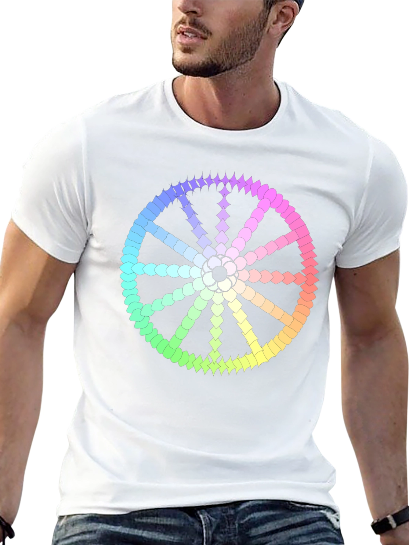 Rainbow Wheel Graphic Black Tee Shirt