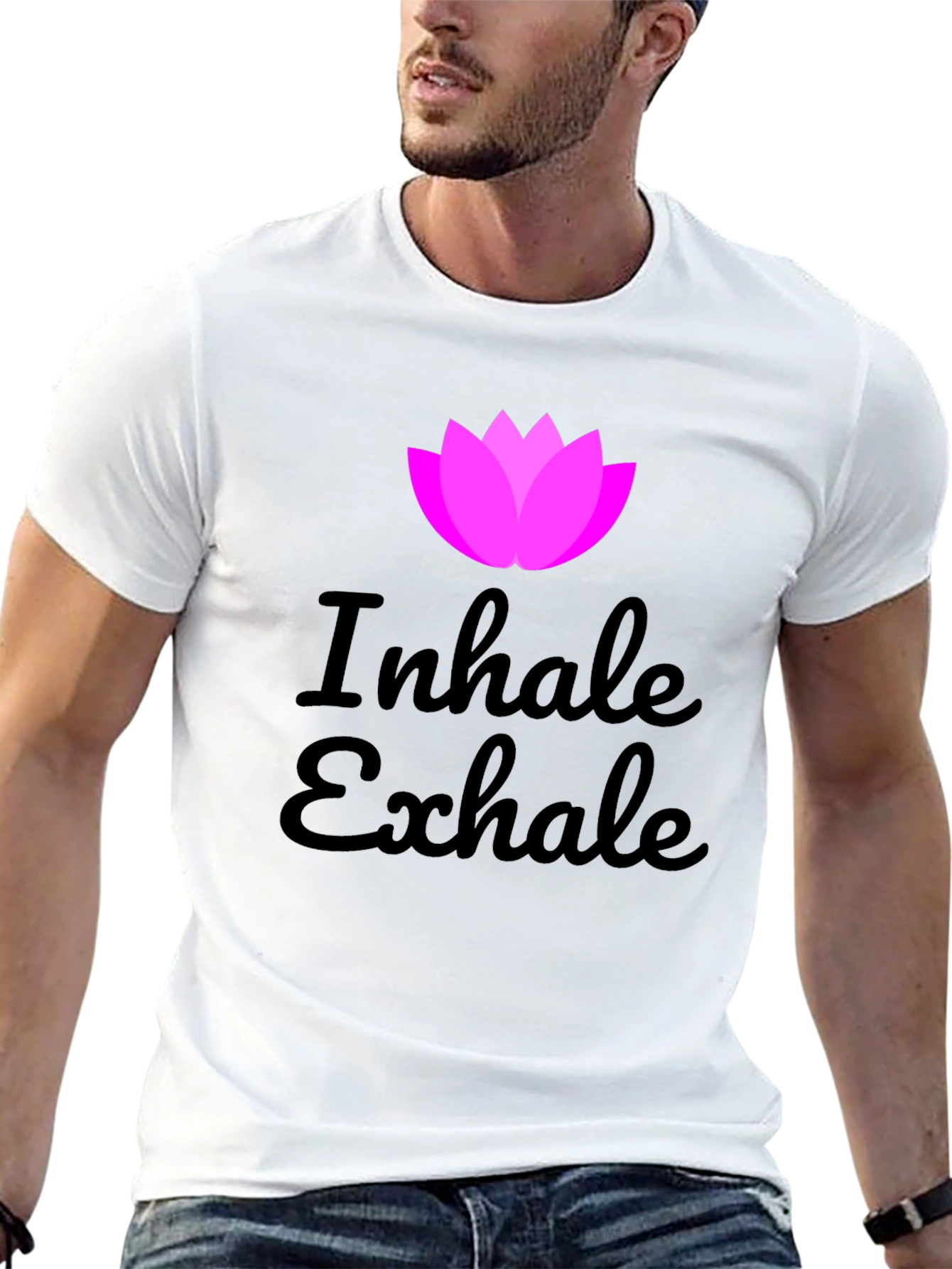 Inhale Exhale Lotus Graphic Black T-Shirt