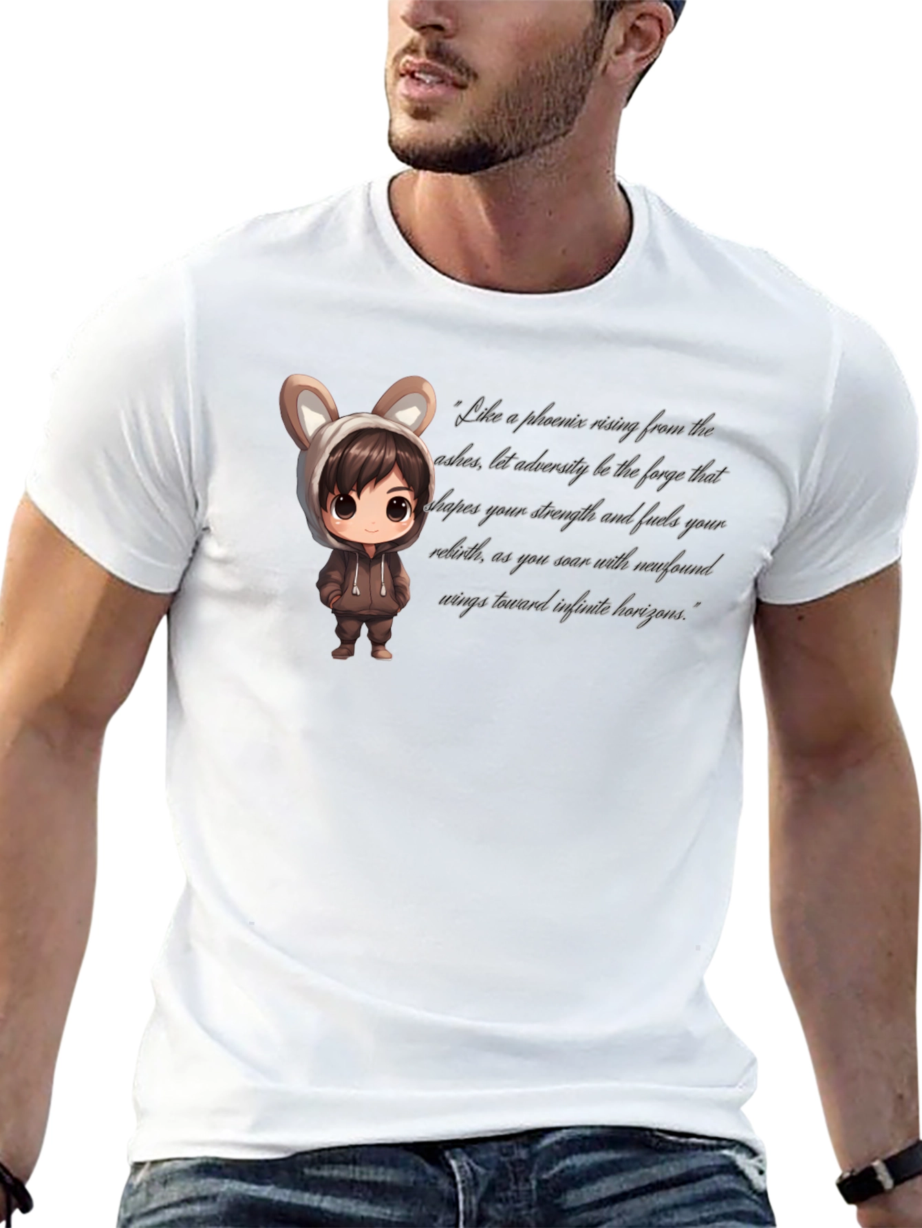 Stylish Black T-Shirt with Cute Anime Graphic